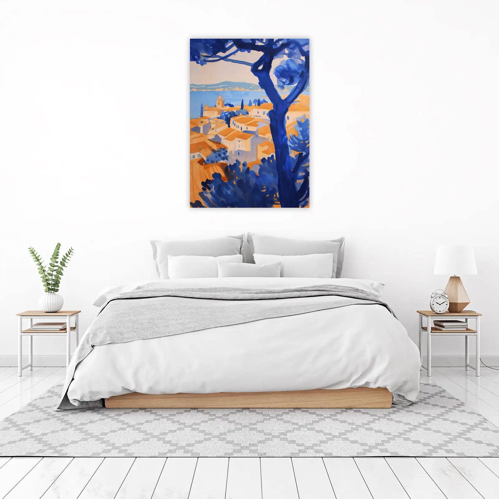 Vibrant Coastal Village Art Wall Art
