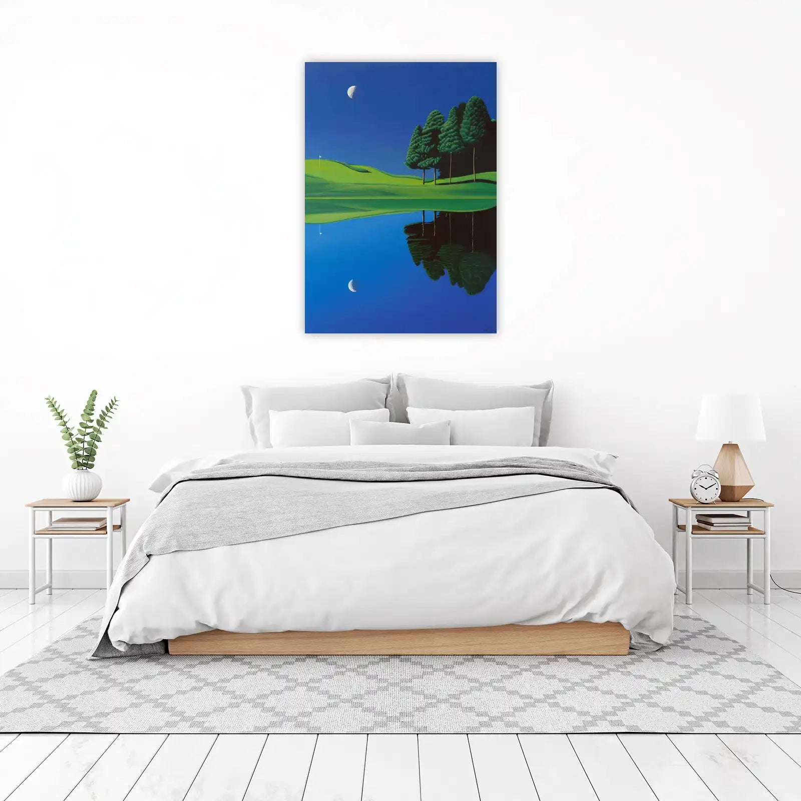 Serene Golf Night Moon Reflection Wall Art