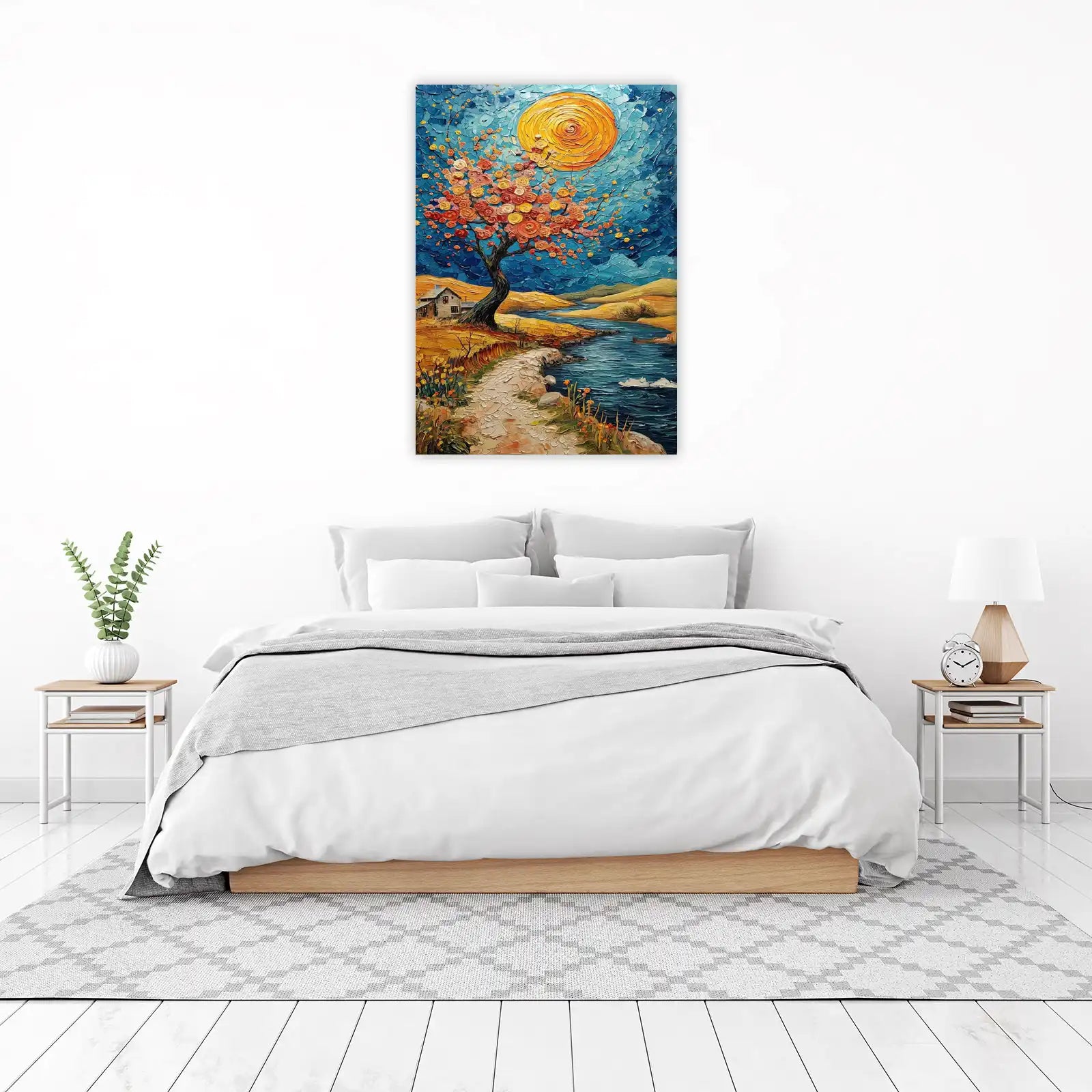 Impressionist Golden Moon Landscape Wall Art