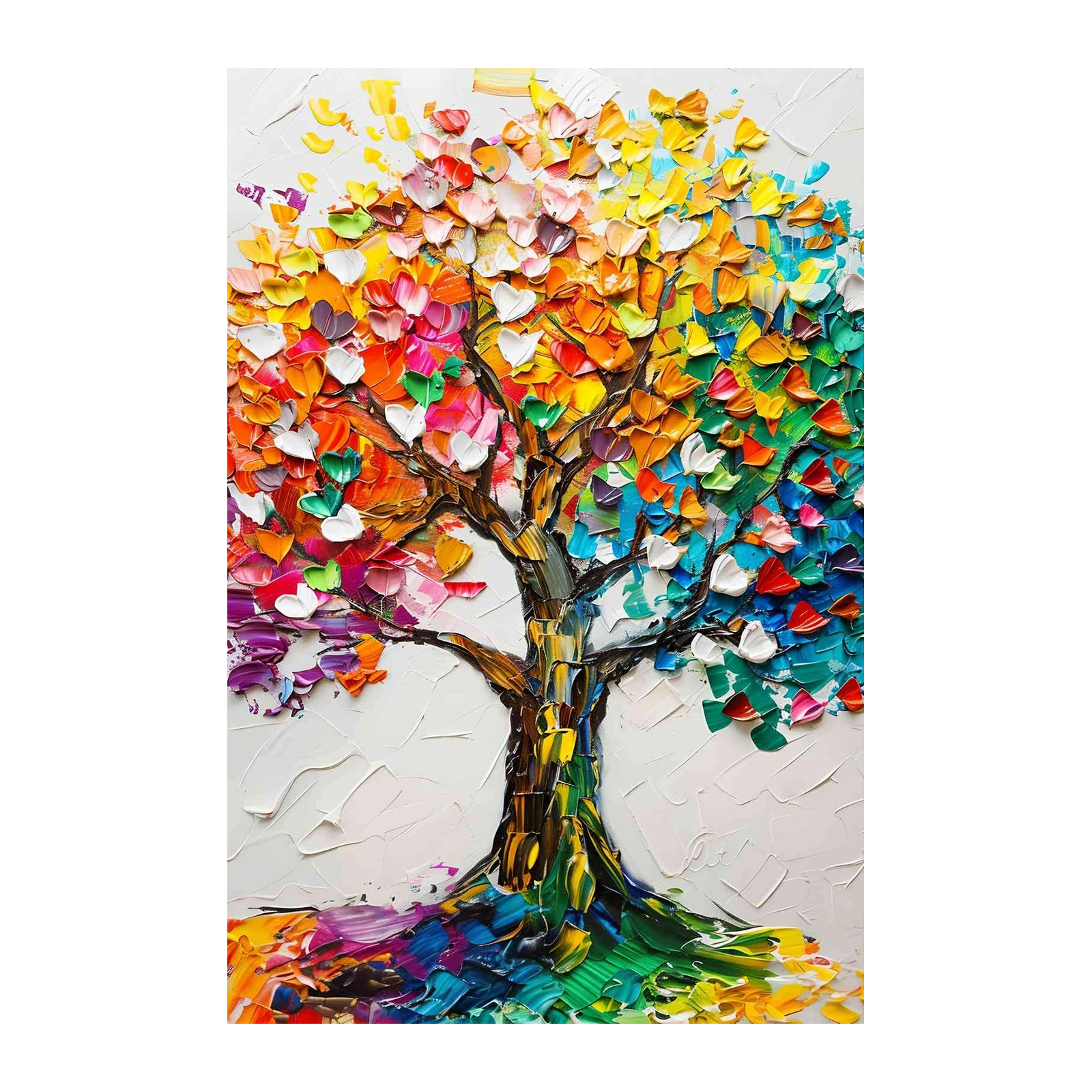 Vibrant Rainbow Tree Textured Wall Art
