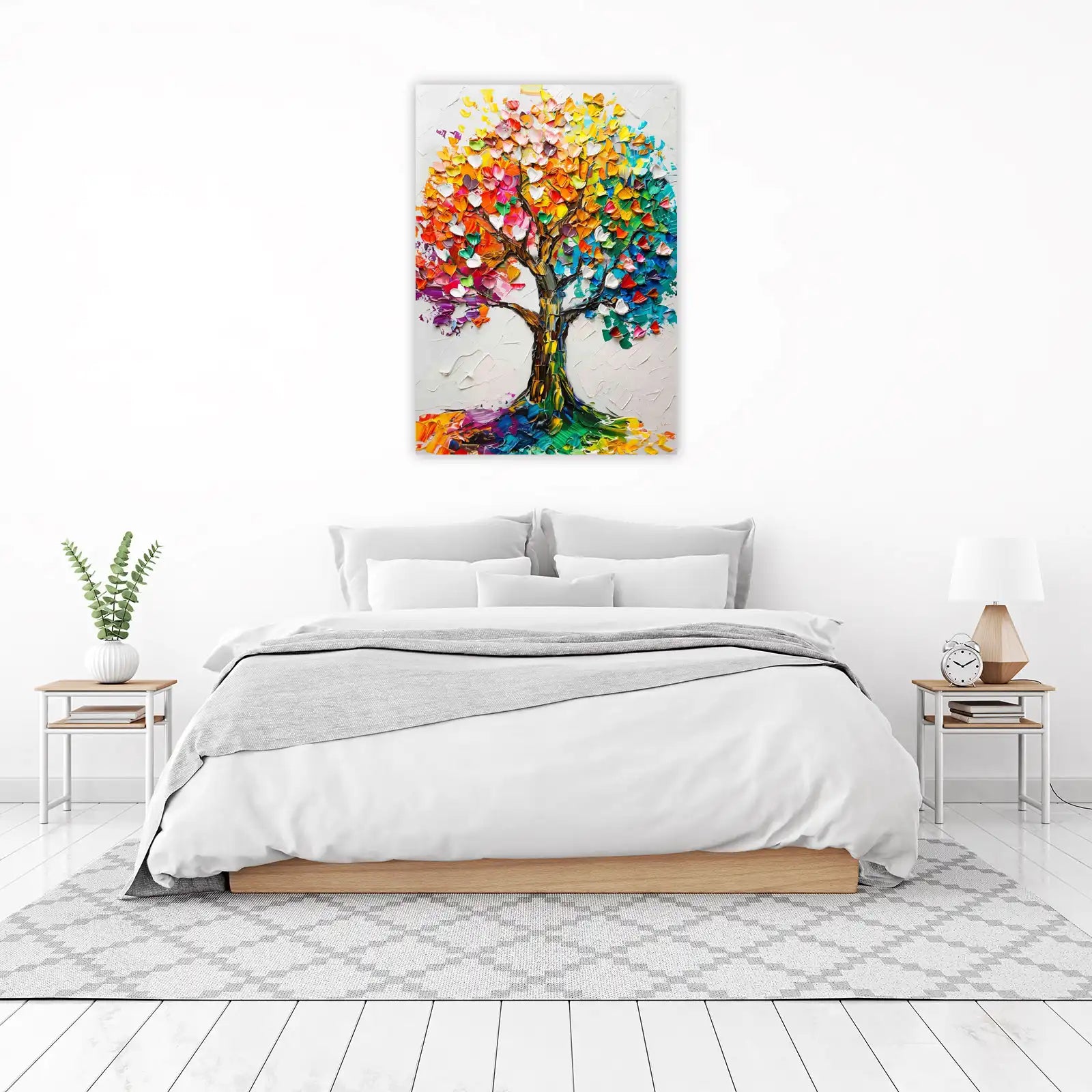 Vibrant Rainbow Tree Textured Wall Art