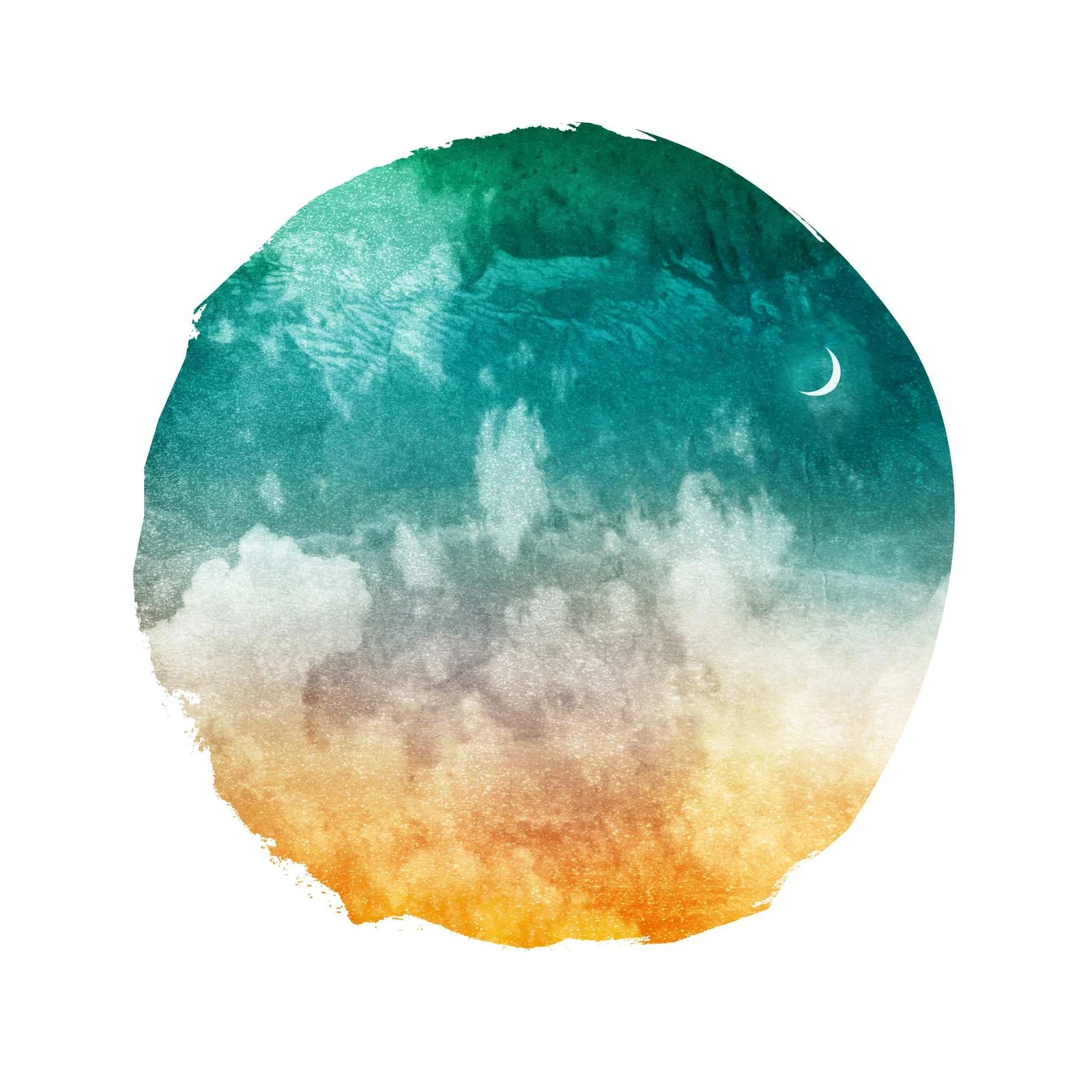 Dreamy Sky & Crescent Moon Watercolor Wall Art