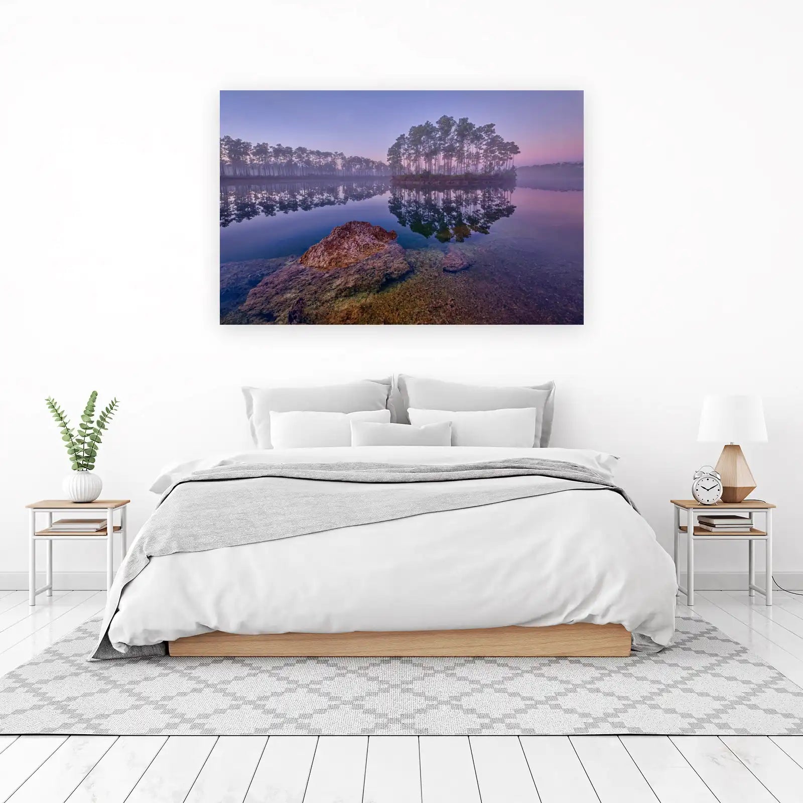 Serene Sunrise Forest Lake Wall Art