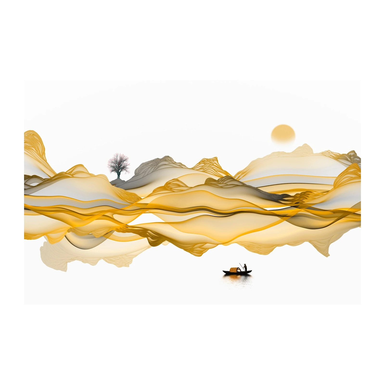 Serene Golden Landscape Wall Art