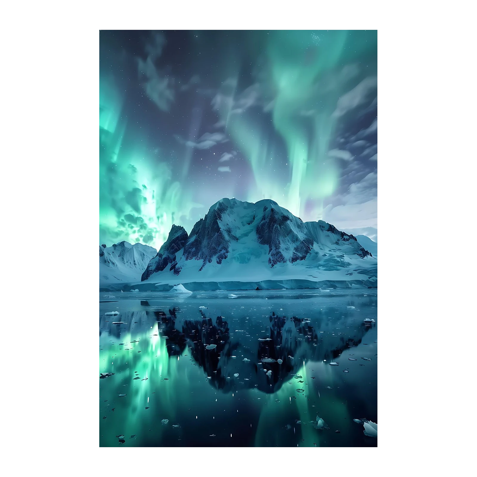 Aurora Borealis Mountain Landscape Wall Art