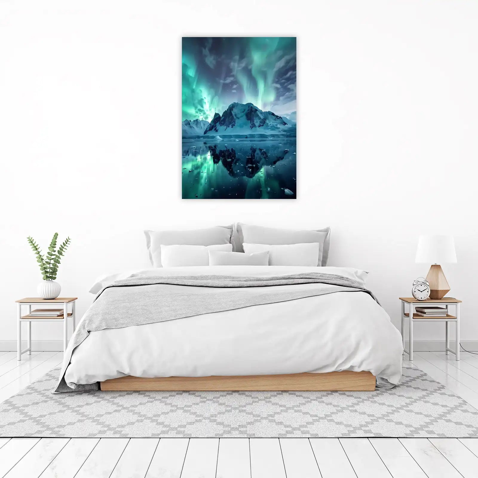 Aurora Borealis Mountain Landscape Wall Art