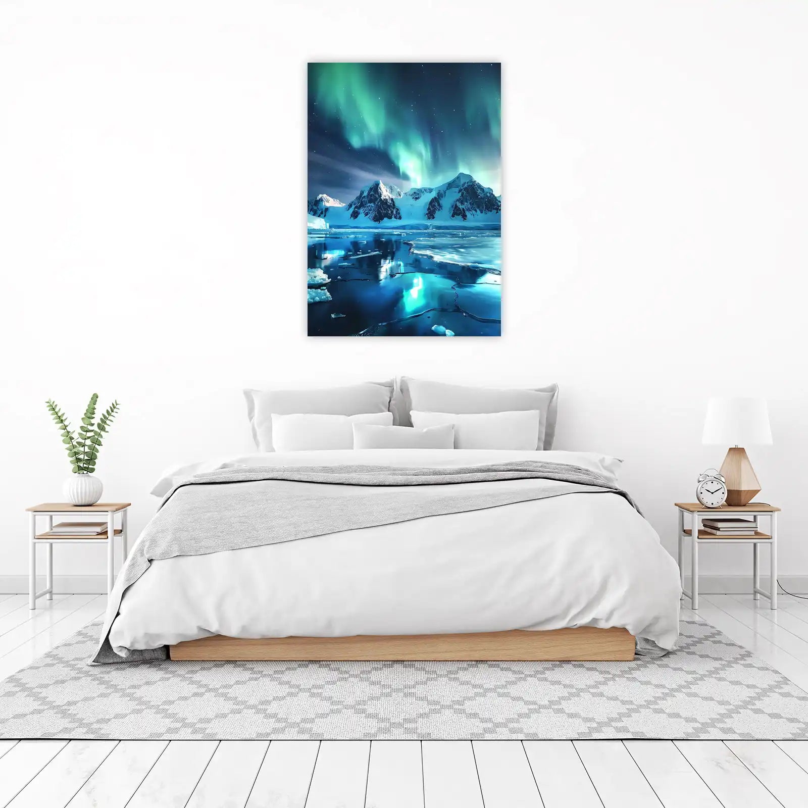 Majestic Aurora Borealis Mountain Wall Art