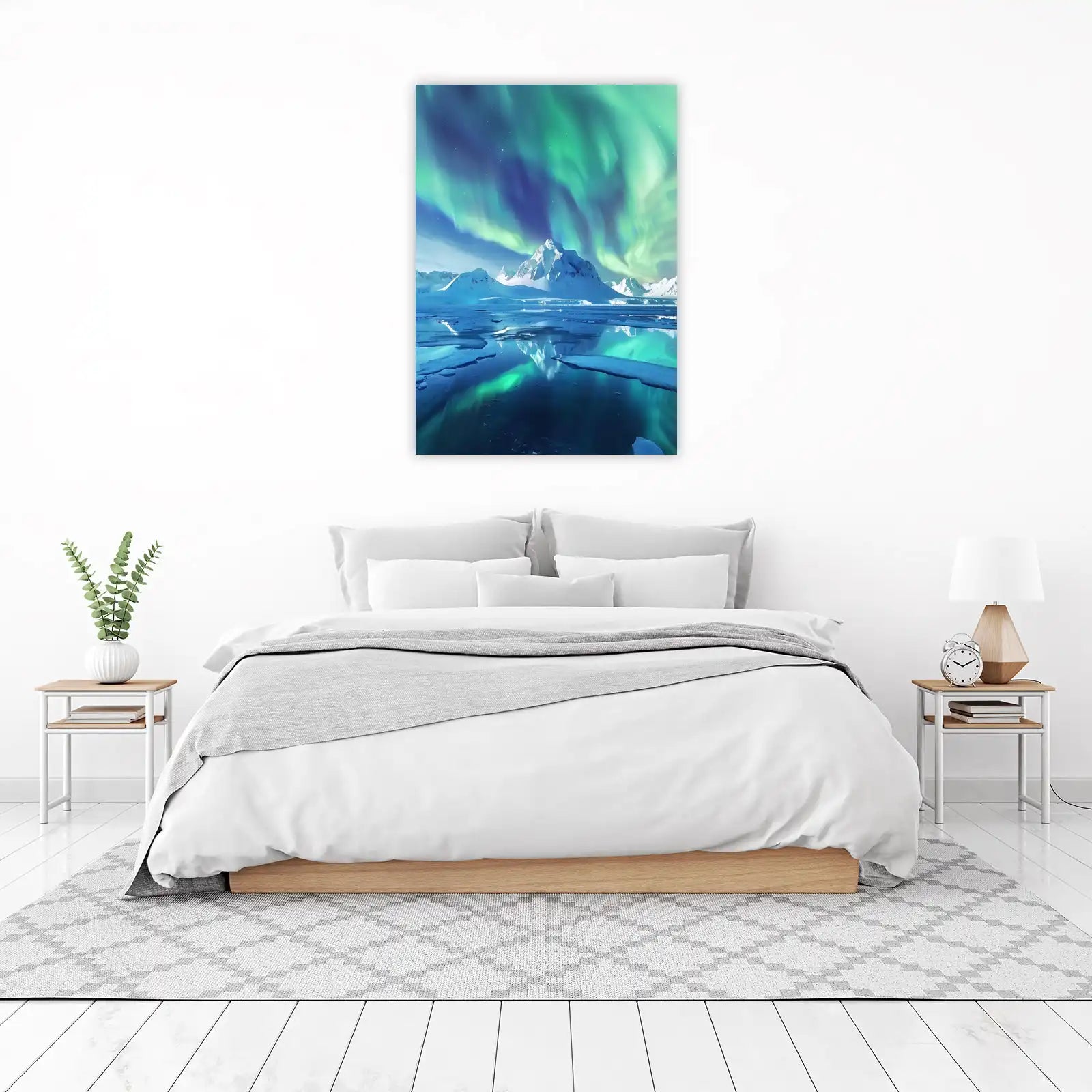 Aurora Borealis Mountain Lake Wall Art