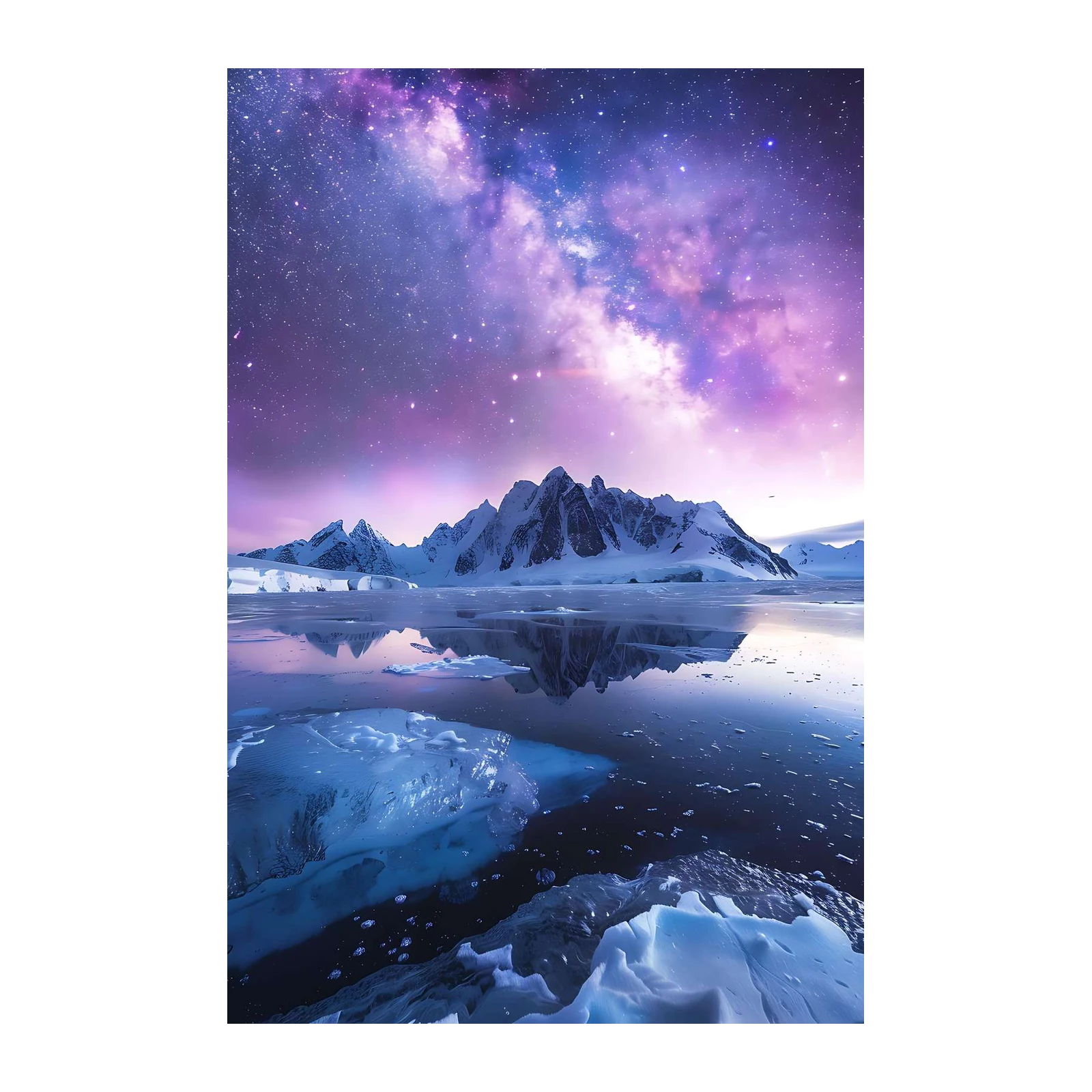 Cosmic Aurora Mountains Wall Art