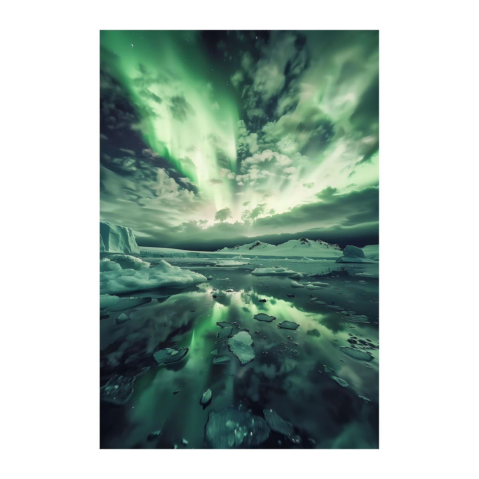 Aurora Borealis Ice Landscape Wall Art