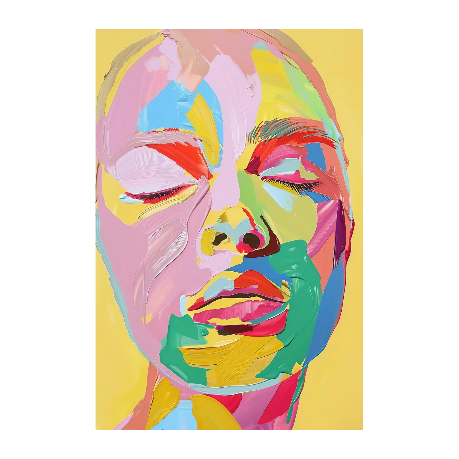 Vibrant Abstract Face Pop Art Wall Art
