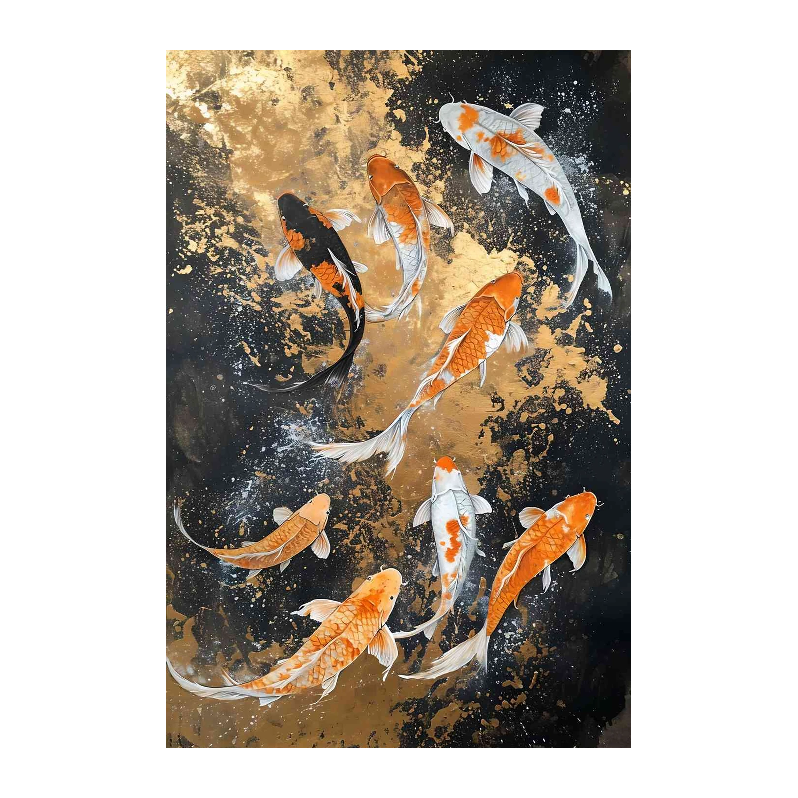 Vibrant Koi Fish Gold Splash Wall Art