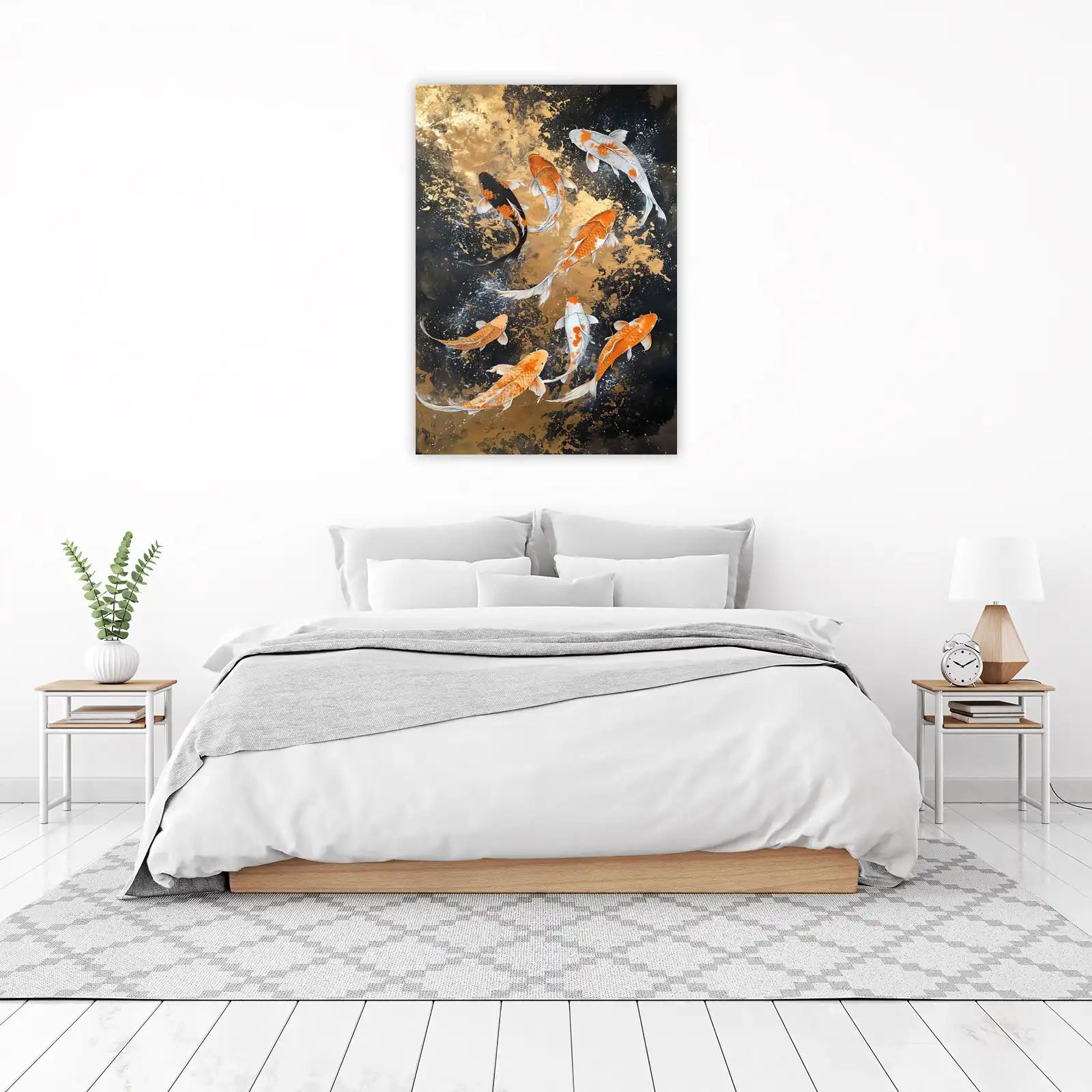 Vibrant Koi Fish Gold Splash Wall Art