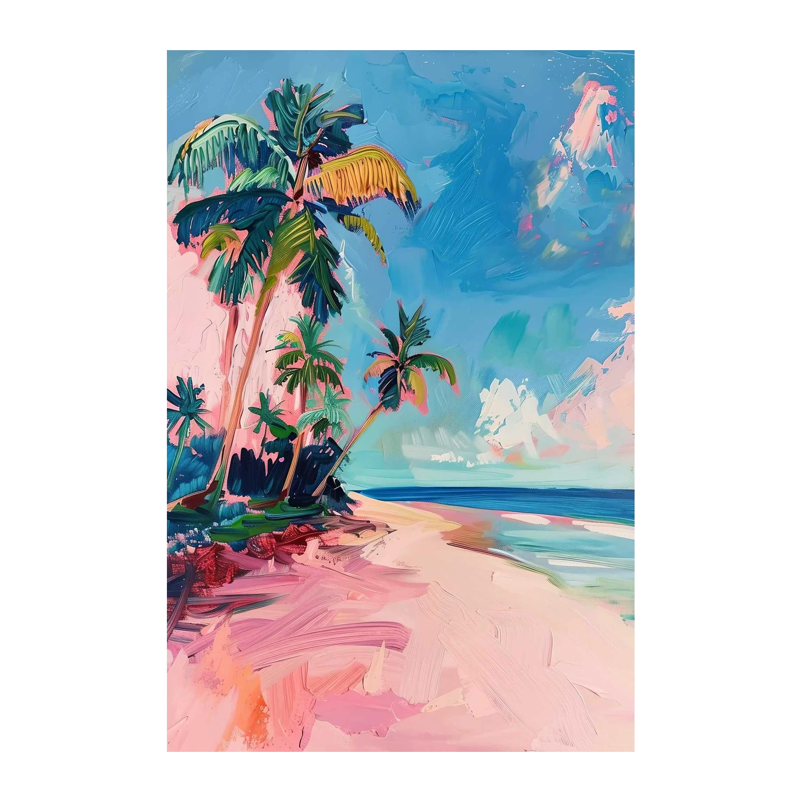 Vibrant Tropical Palms Beach Wall Art