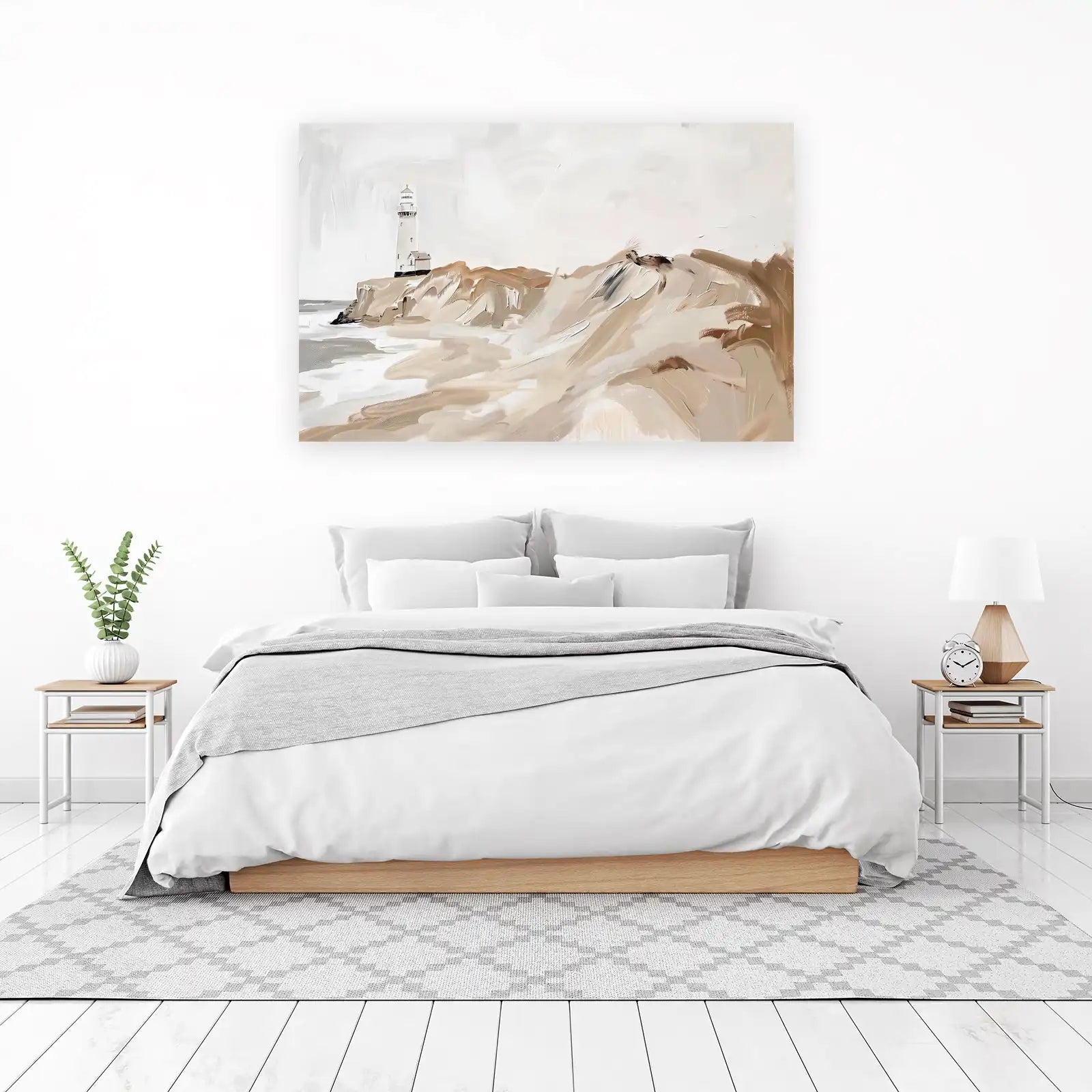 Serene Lighthouse Coastal Landscape Wall Art