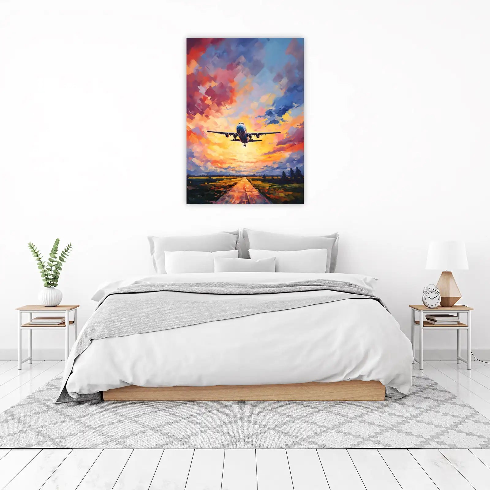 Abstract Airplane Sunset Wall Art