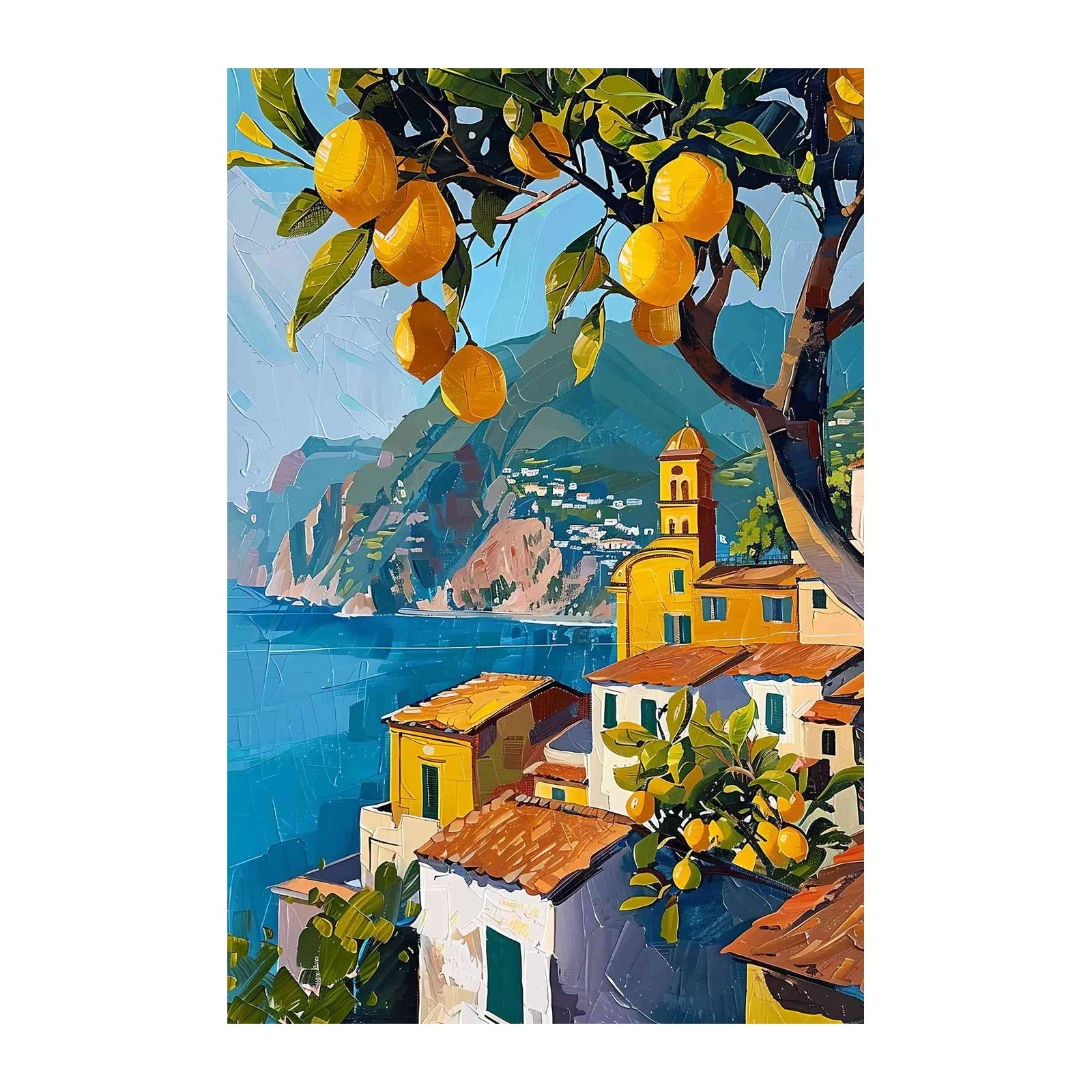 Italian Lemon Grove Coastal Village Wall Art