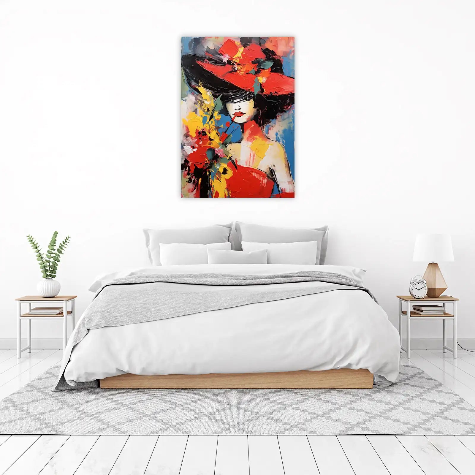 Vibrant Parisian Woman Red Hat Wall Art