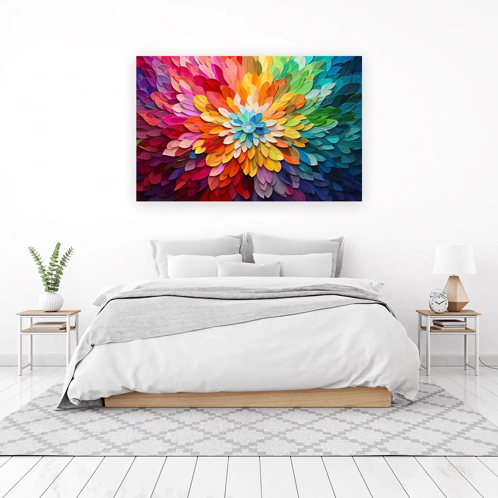 Vibrant Petal Burst Rainbow Wall Art