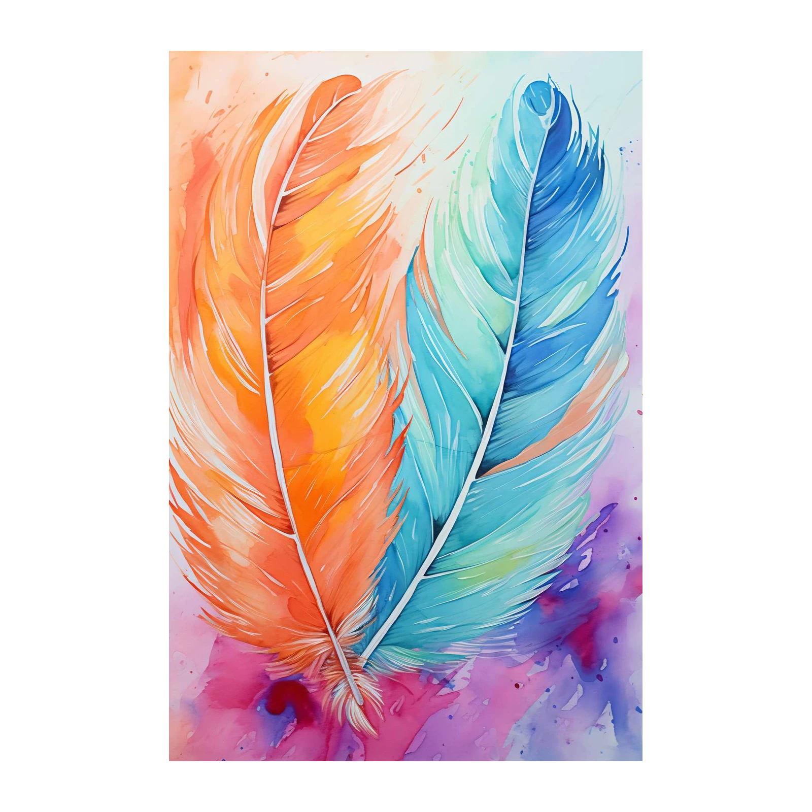 Vibrant Feathers Watercolor Wall Art