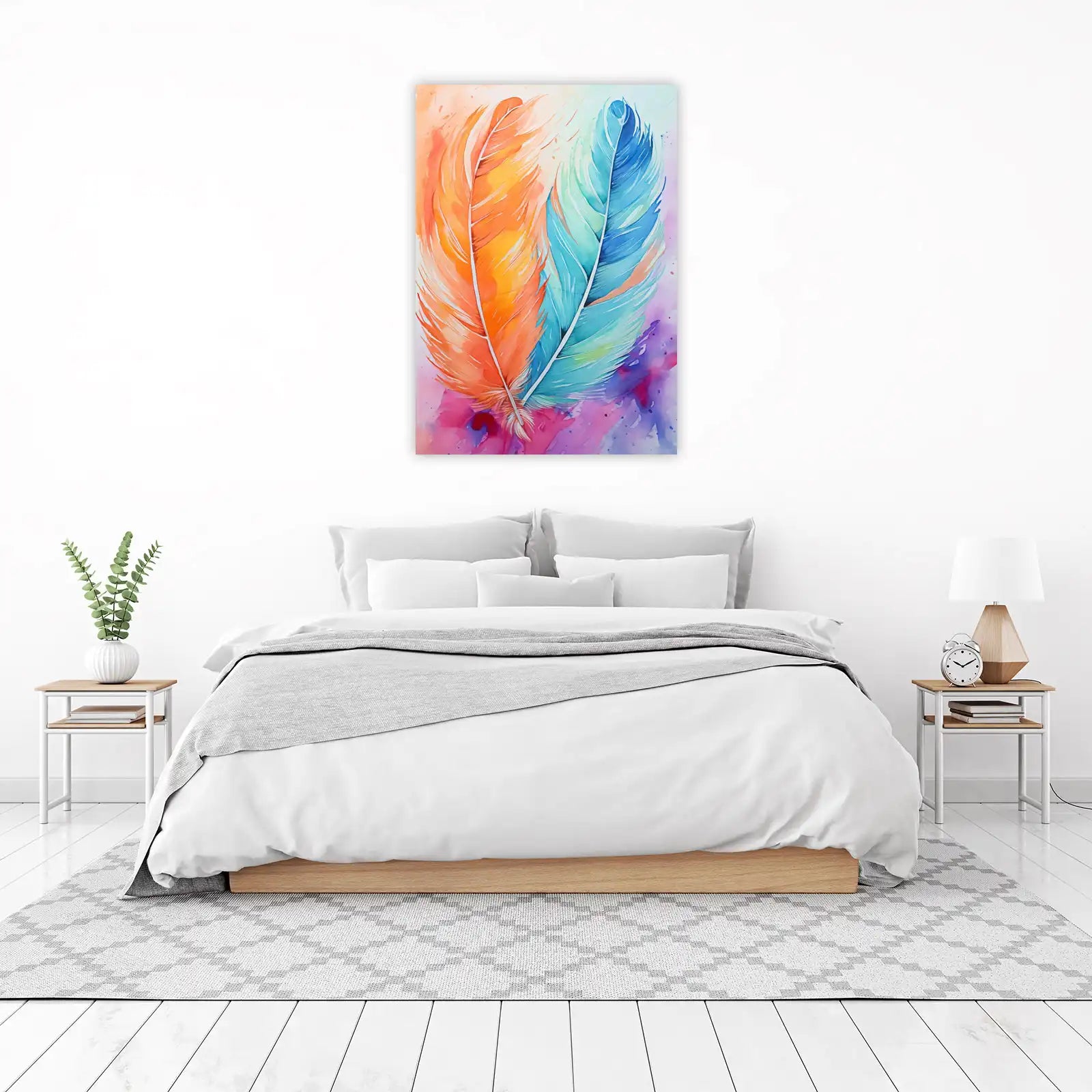 Vibrant Feathers Watercolor Wall Art