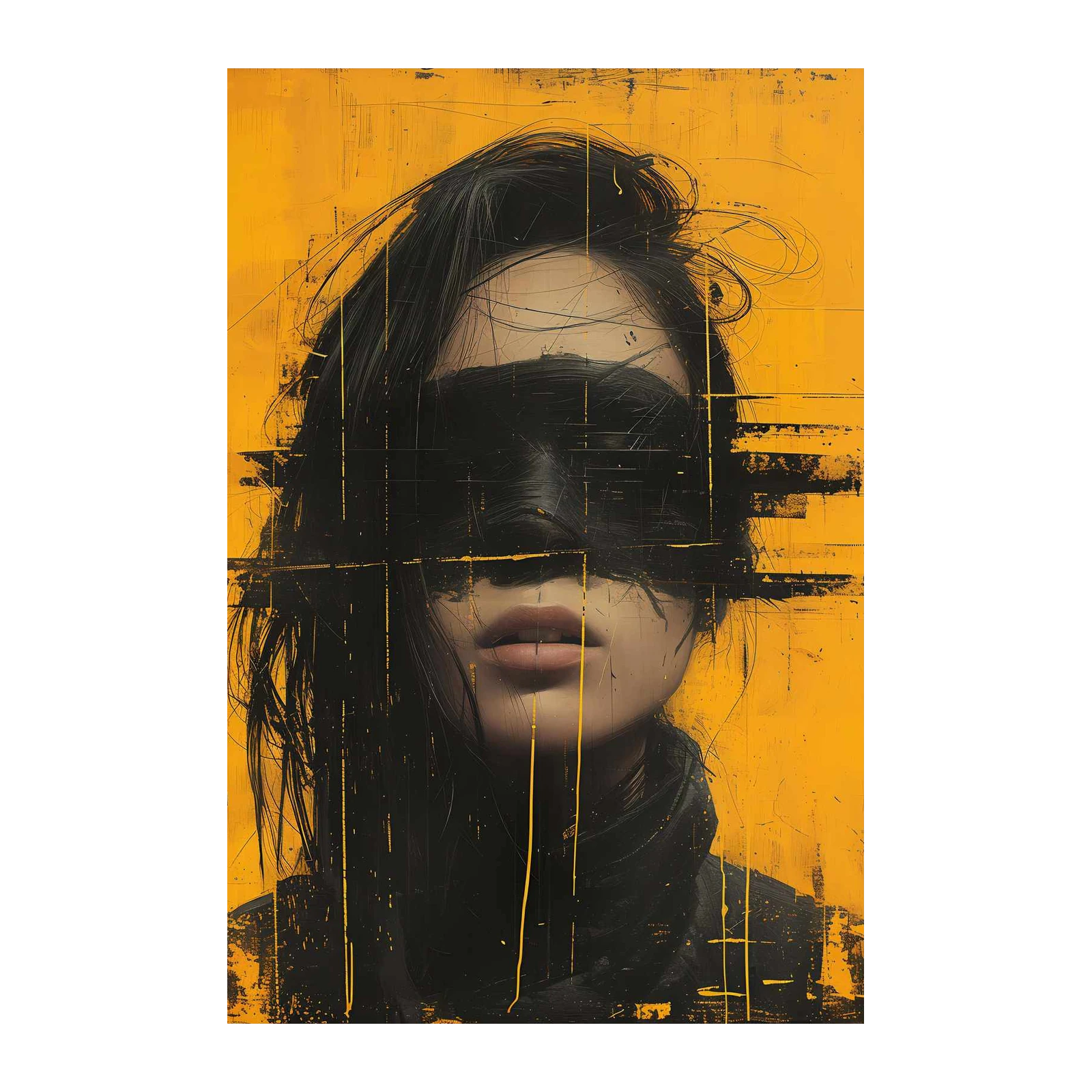 Striking Portrait Abstract Expressionism Wall Art