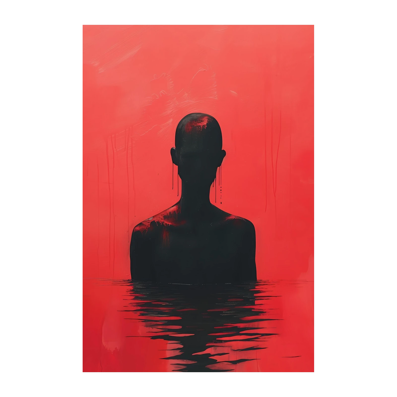 Bold Red Silhouette Man Wall Art