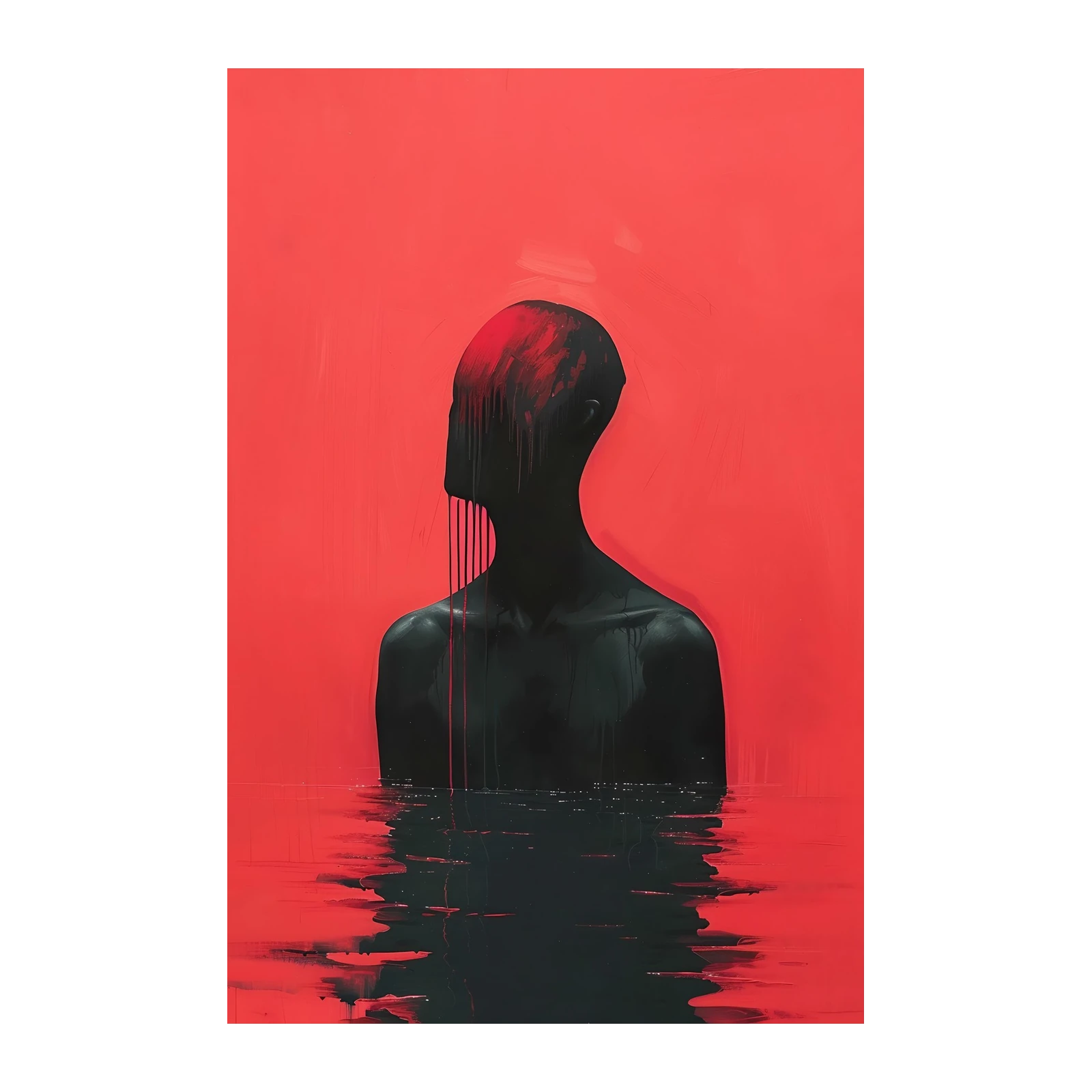Abstract Drip Figure Red Wall Art