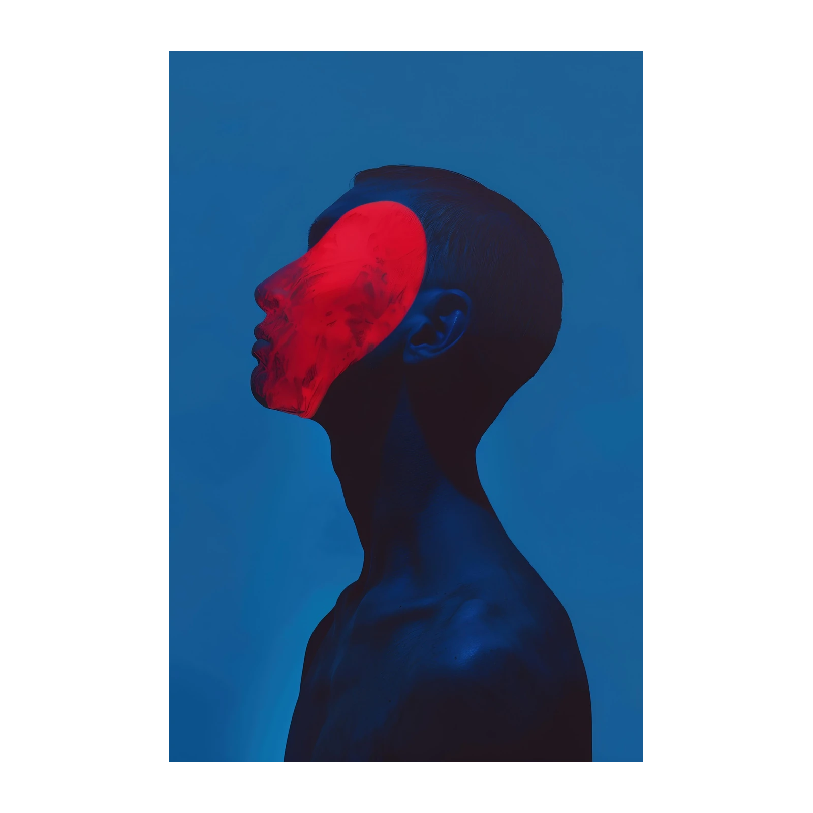 Abstract Red & Blue Portrait Wall Art