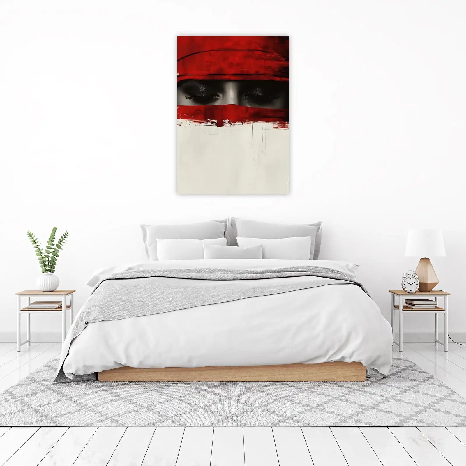 Mysterious Red Gaze Abstract Wall Art