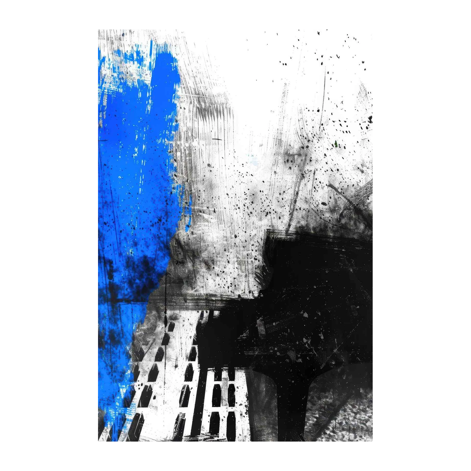 Vibrant Blue Abstract Urban Graffiti Wall Art