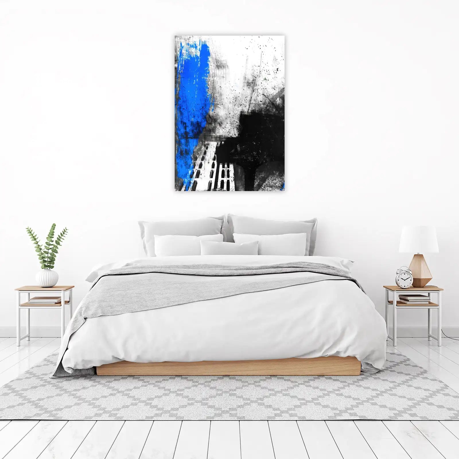 Vibrant Blue Abstract Urban Graffiti Wall Art