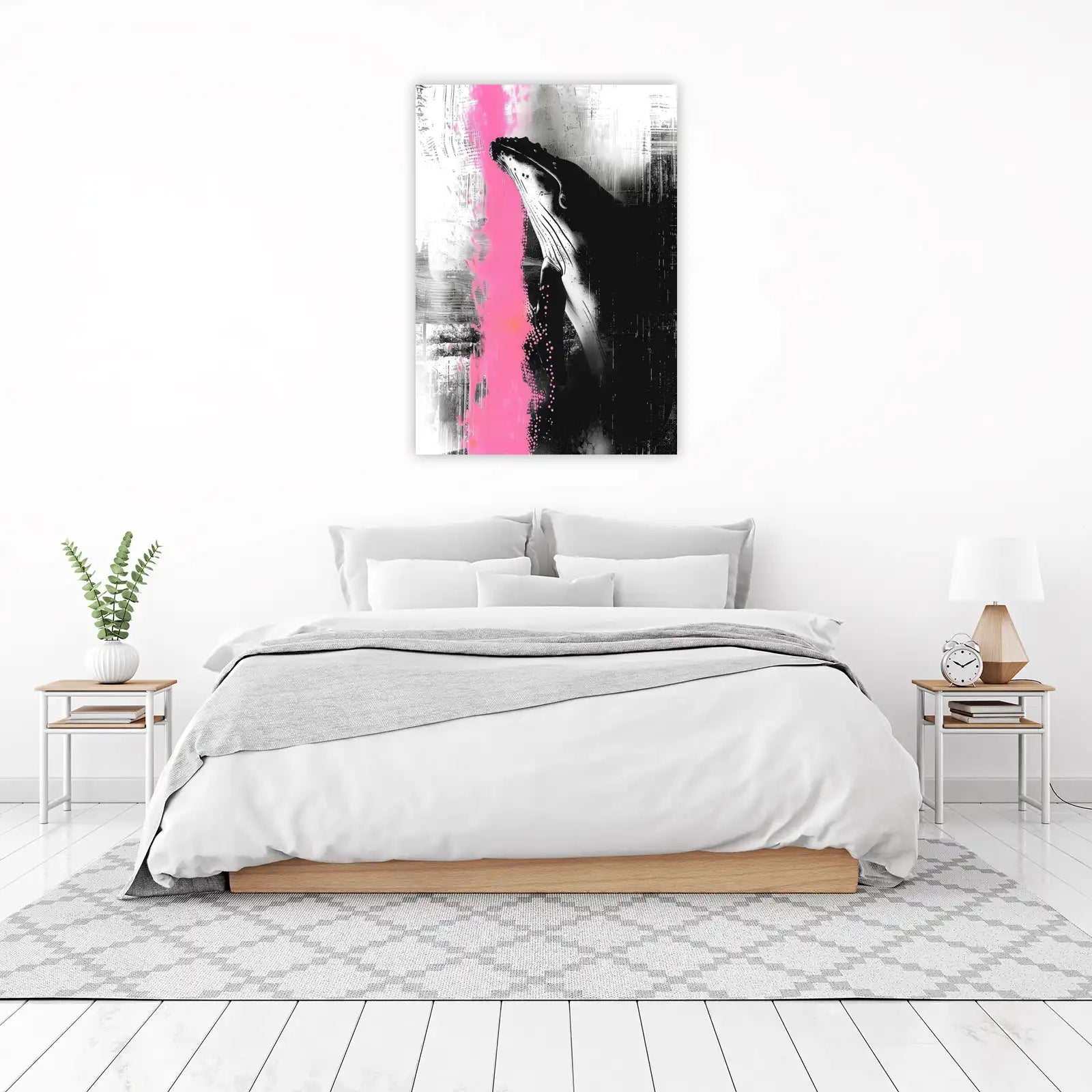 Modern Pink Splash Whale Art Wall Art