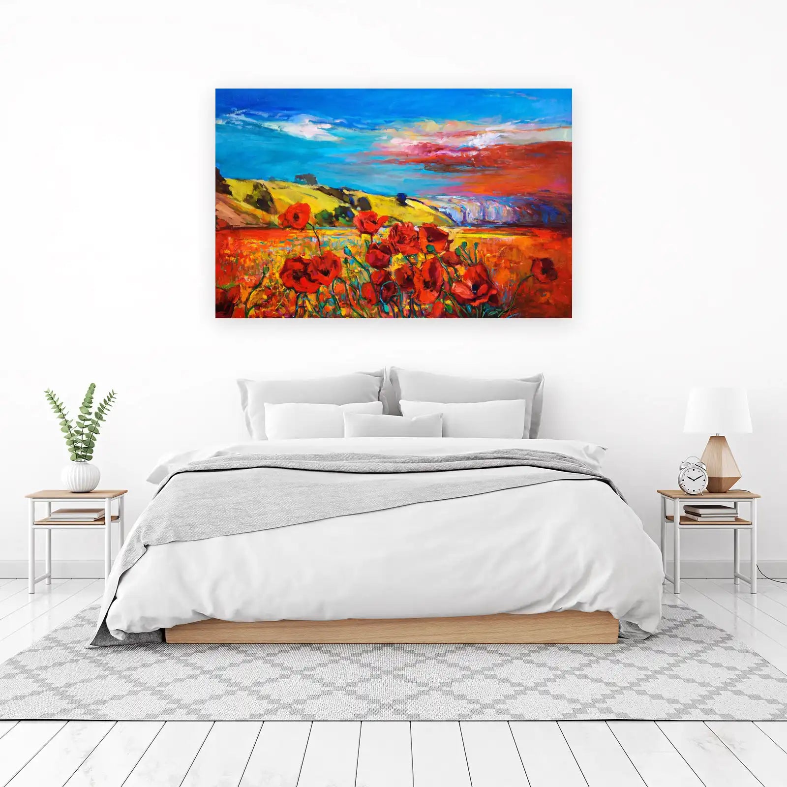 Vibrant Poppy Field Landscape Wall Art