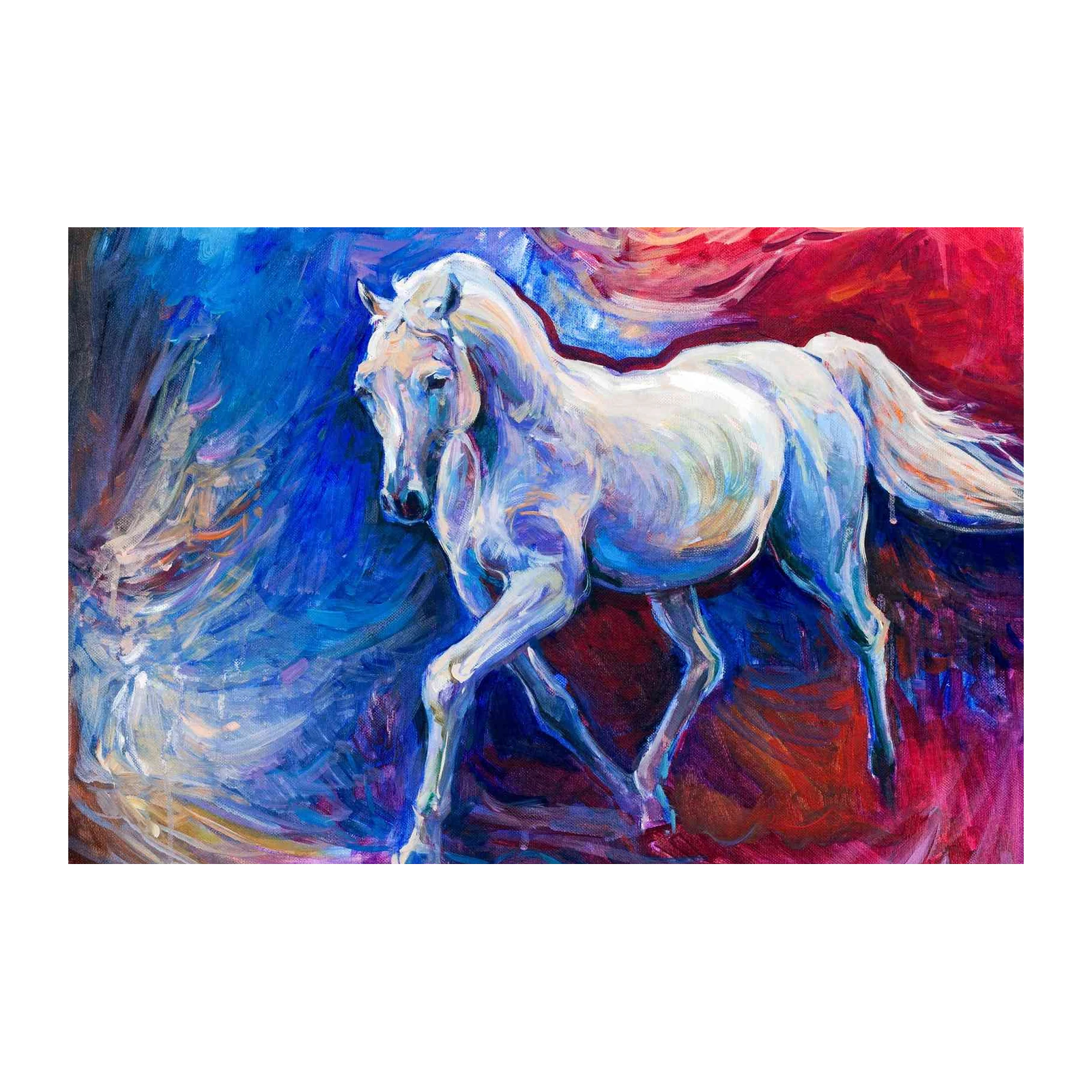Majestic White Horse Abstract Wall Art