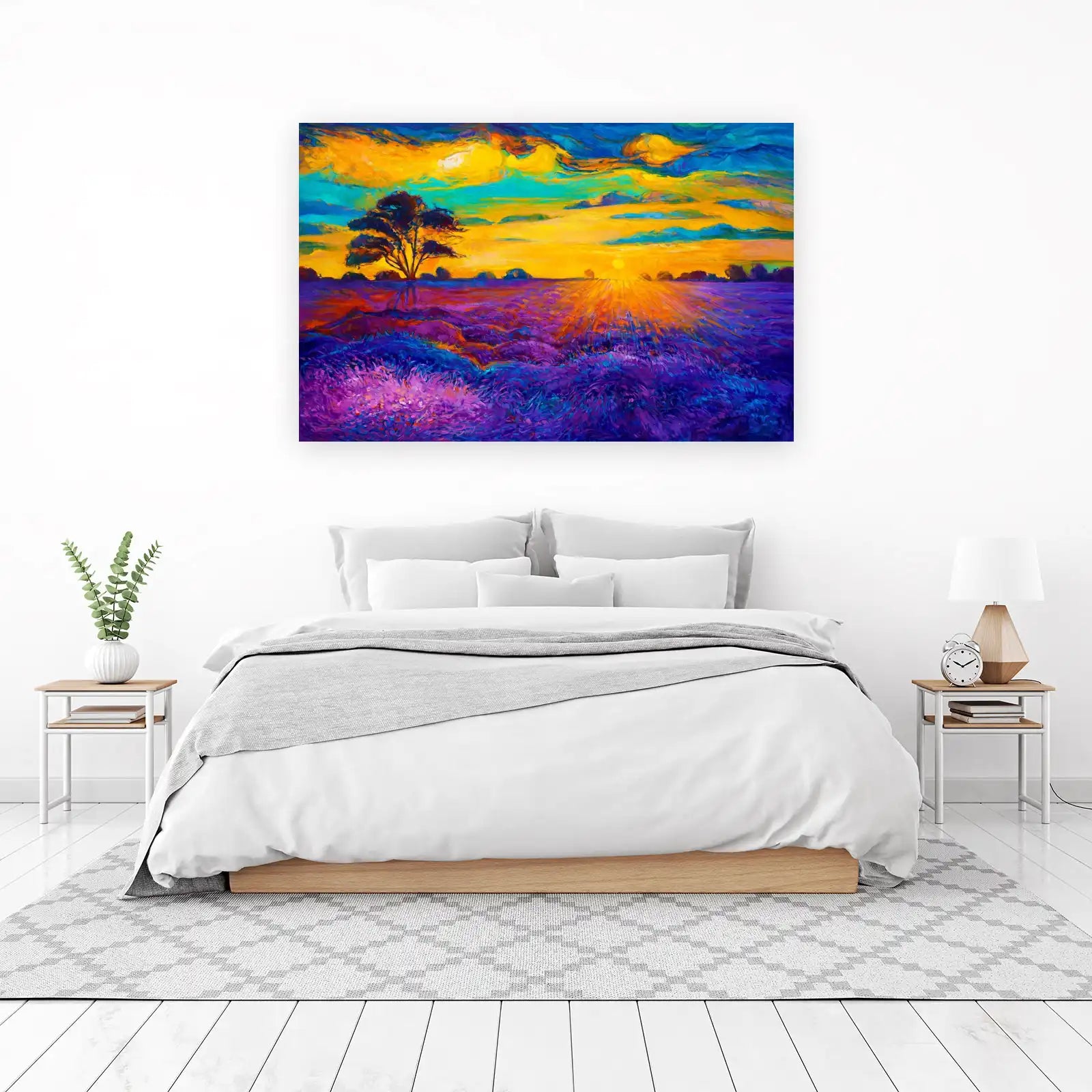 Vibrant Sunset Lavender Field Wall Art