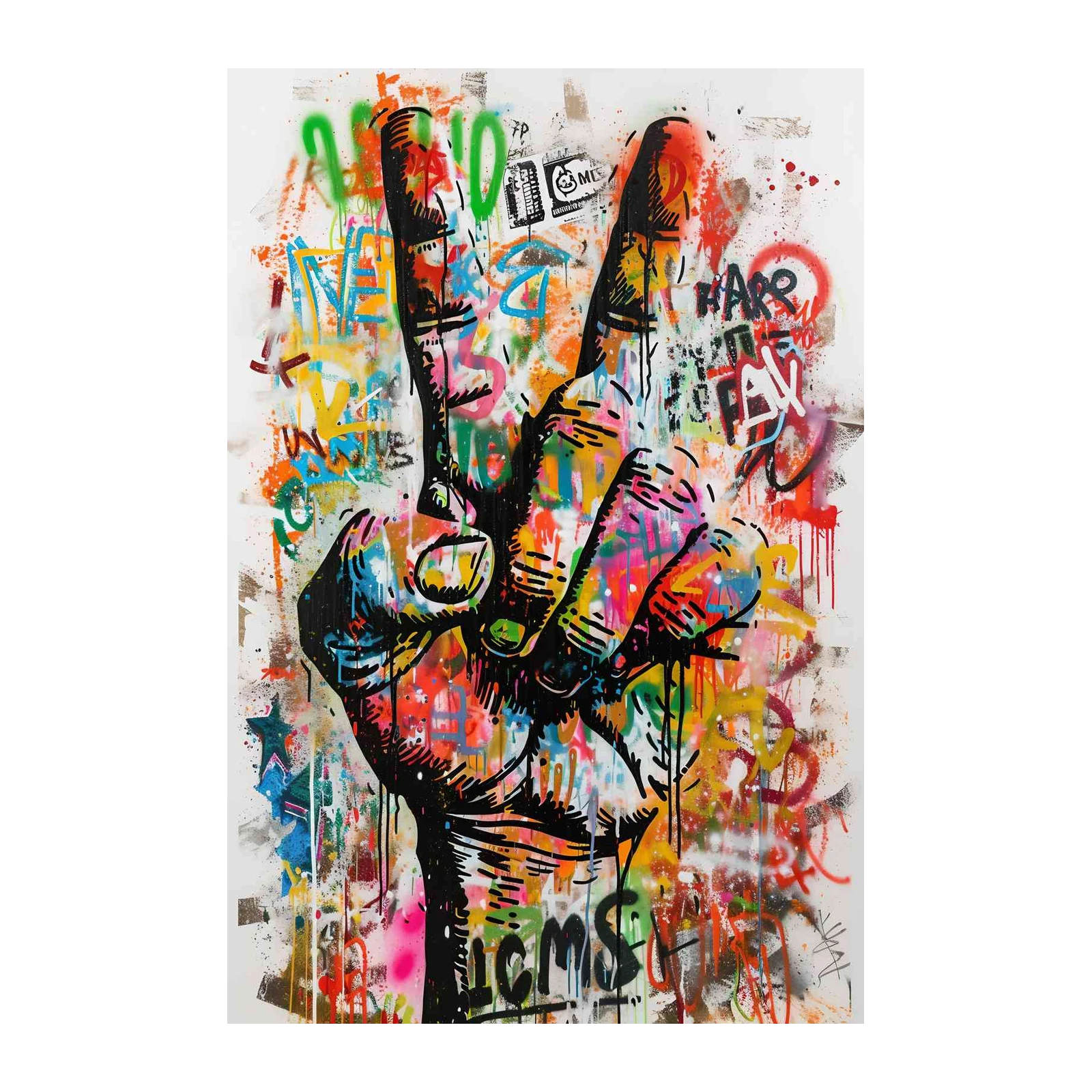 Vibrant Peace Sign Graffiti Art Wall Art