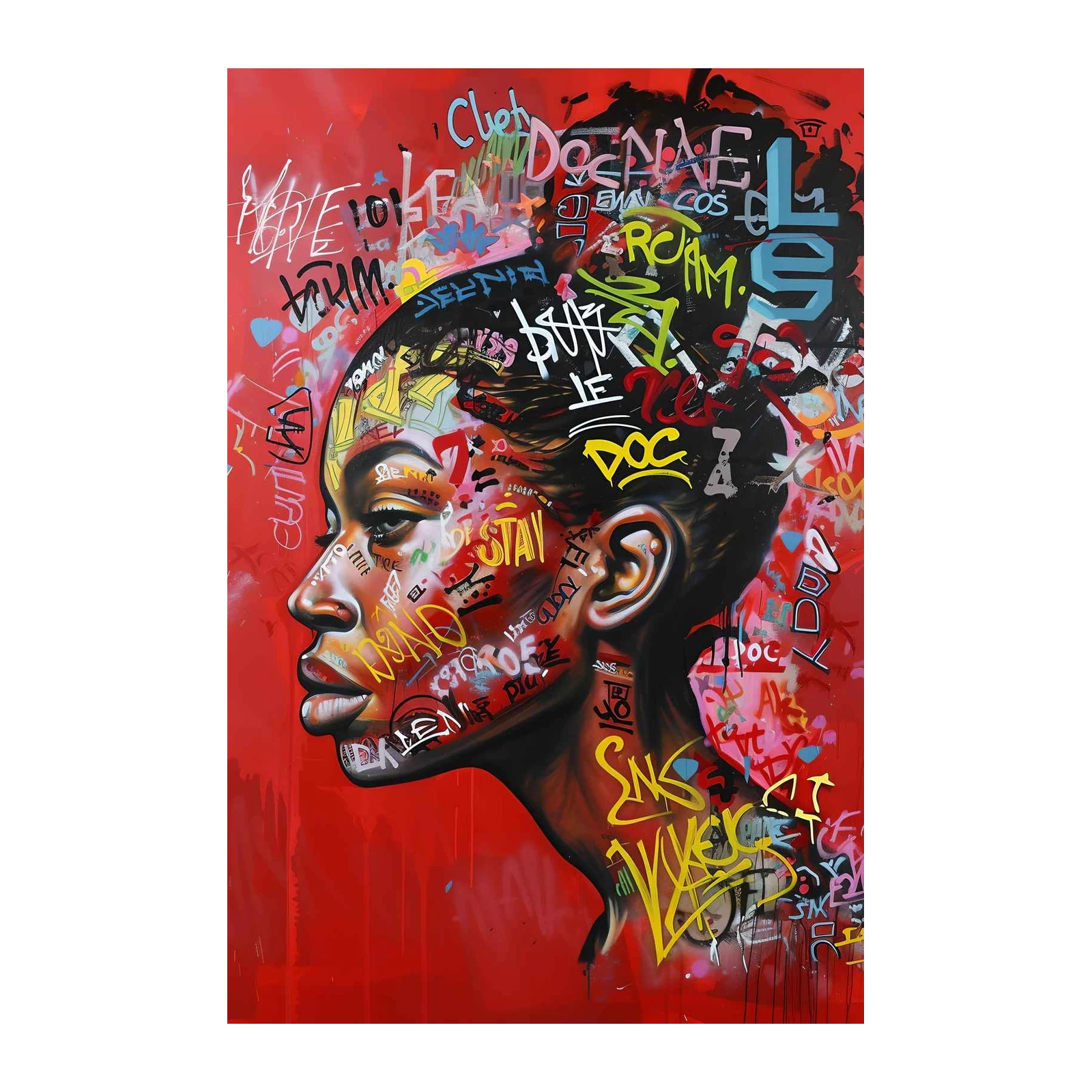 Vibrant Graffiti Portrait Wall Art