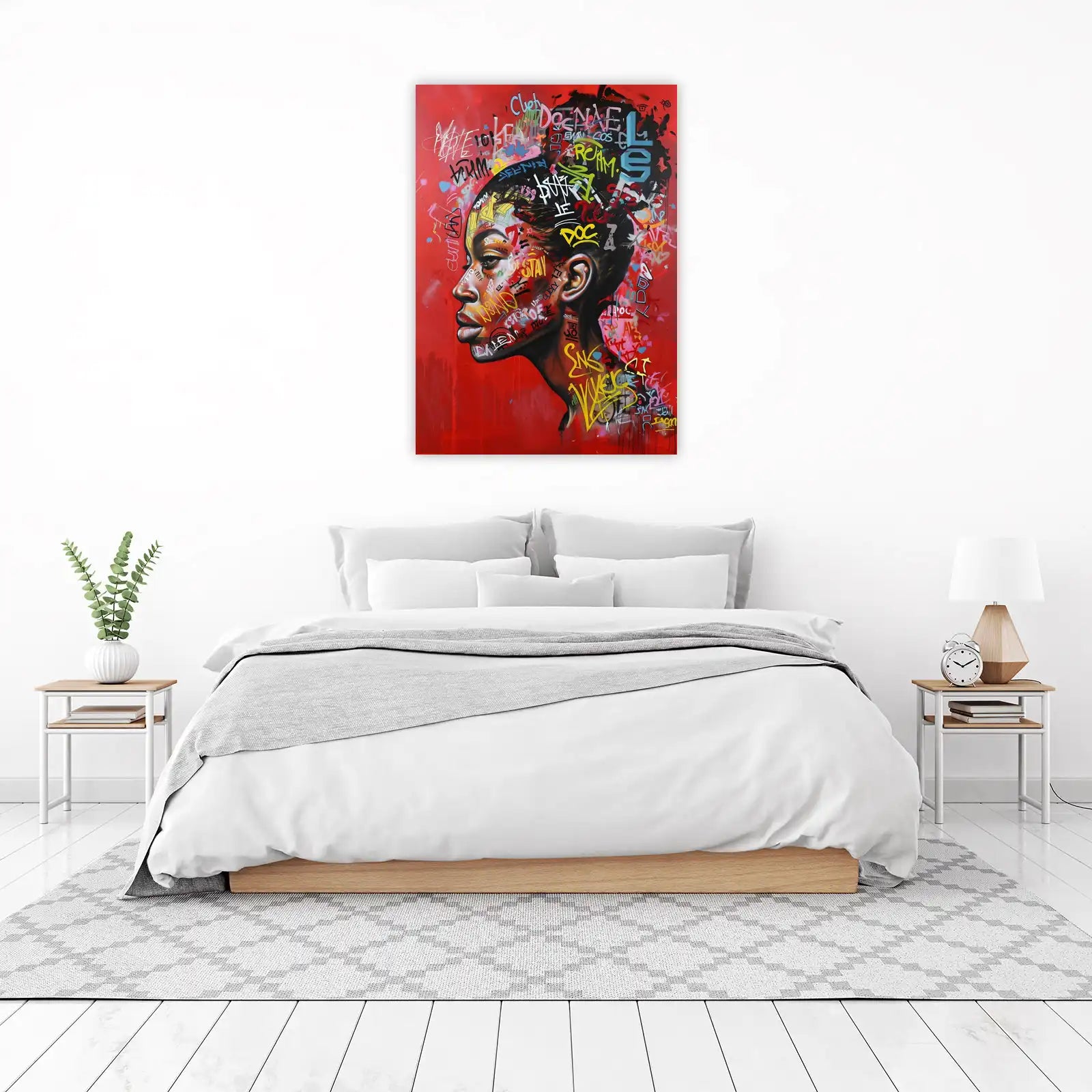 Vibrant Graffiti Portrait Wall Art