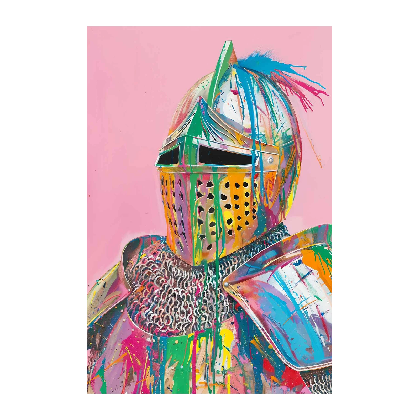 Vibrant Knight Paint Splatter Wall Art