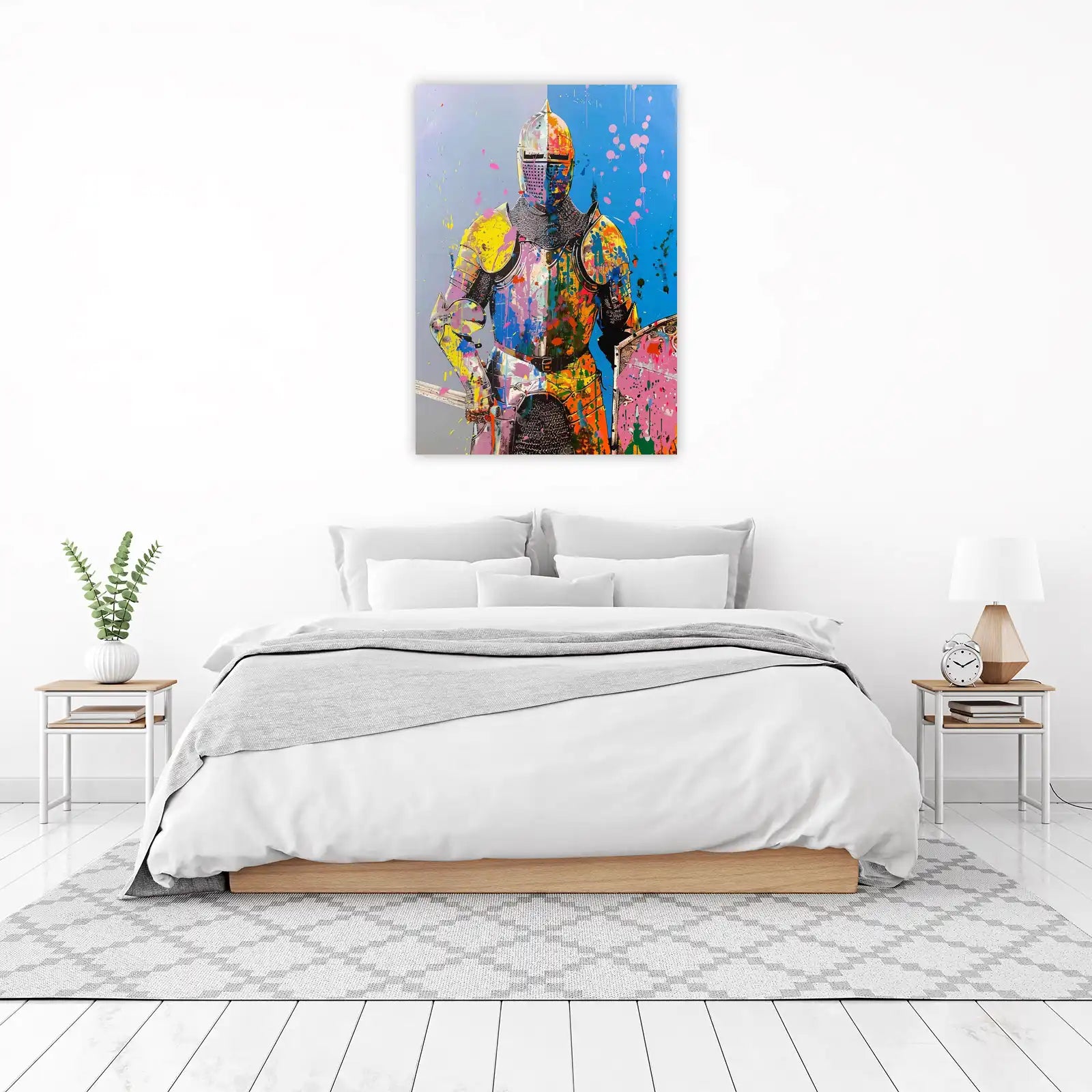 Colorful Knight Graffiti Wall Art