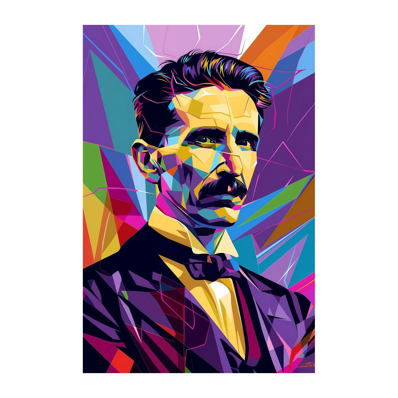 Nikola Tesla Geometric Pop Art Wall Art