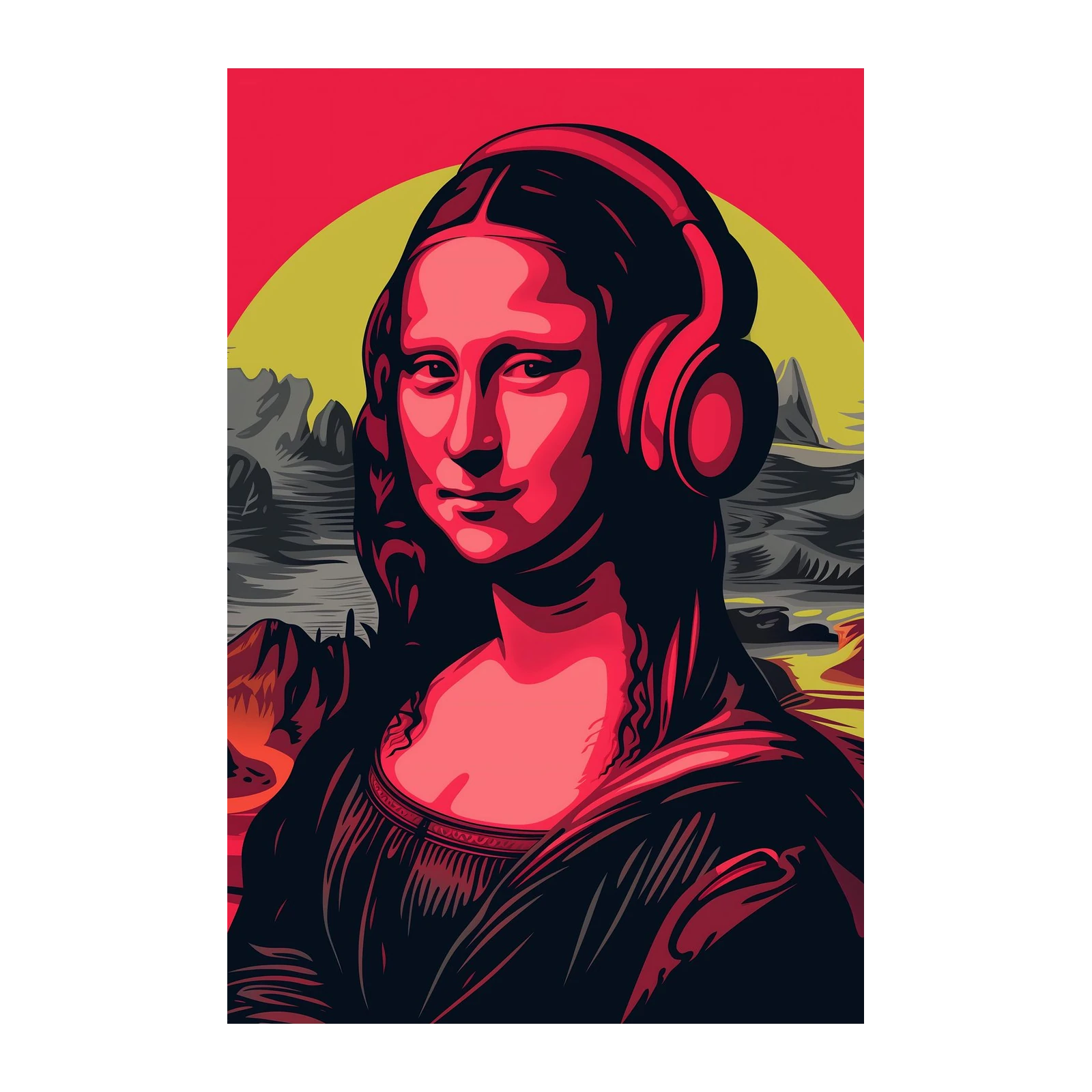 Mona Lisa Headphones Pop Art Wall Art