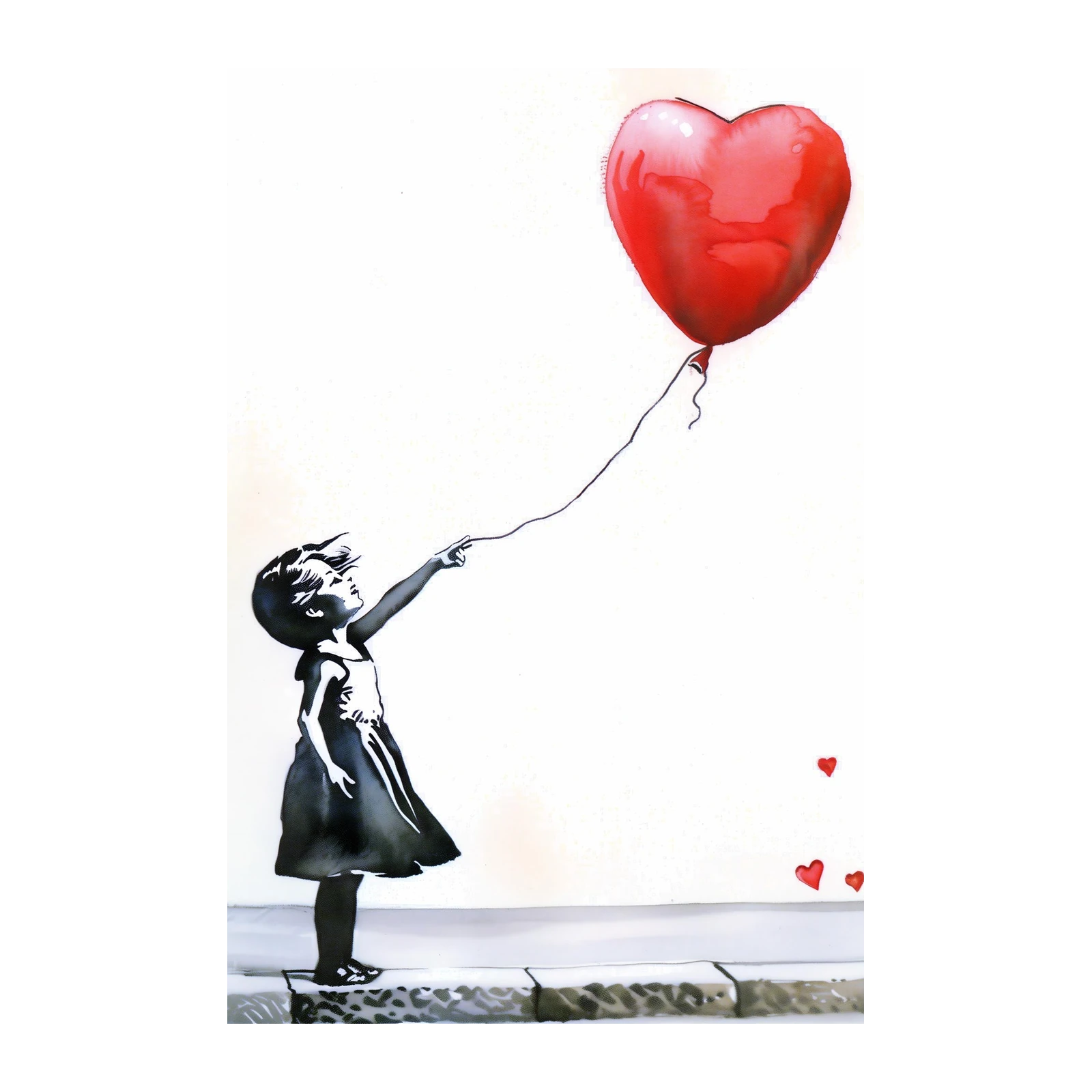 Girl With Heart Balloon Wall Art