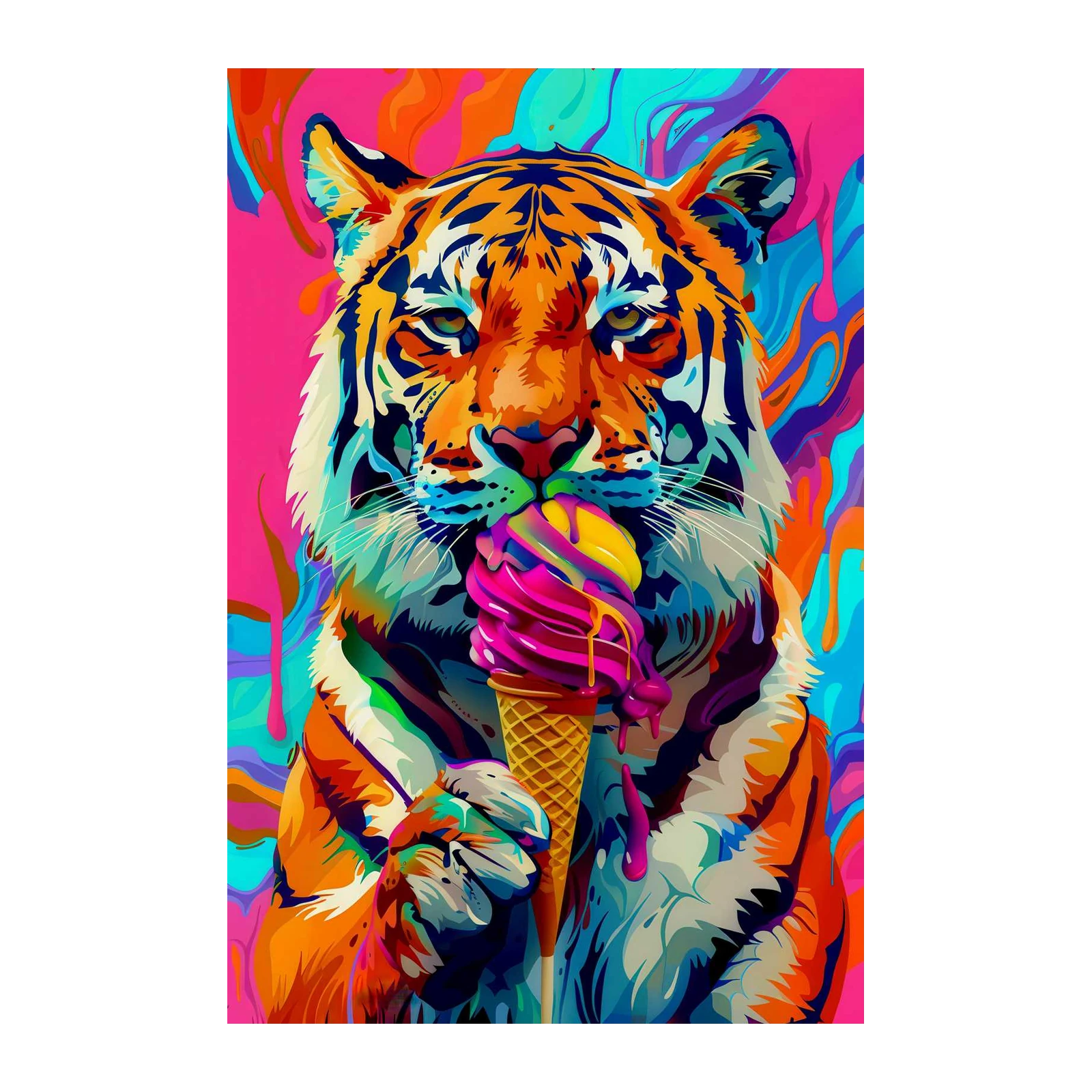 Vibrant Tiger Ice Cream Pop Art Wall Art