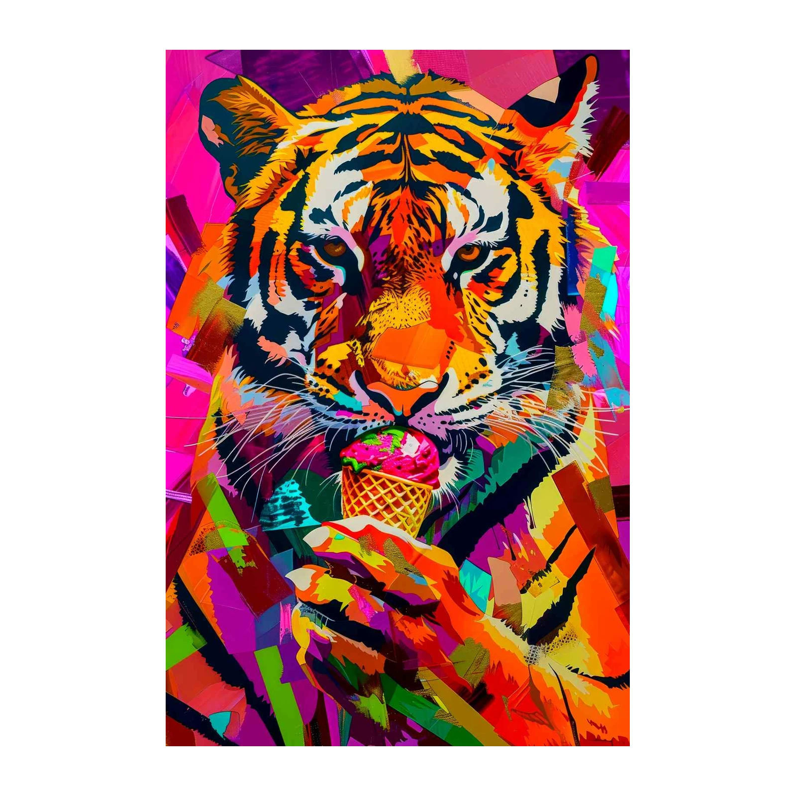 Vibrant Tiger Ice Cream Pop Art Wall Art