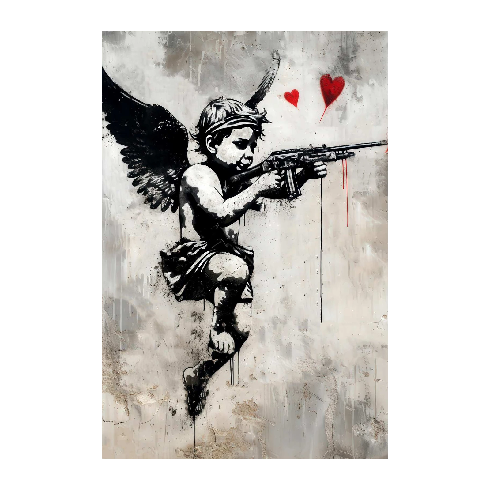 Banksy-Inspired Cupid with Gun Wall Art