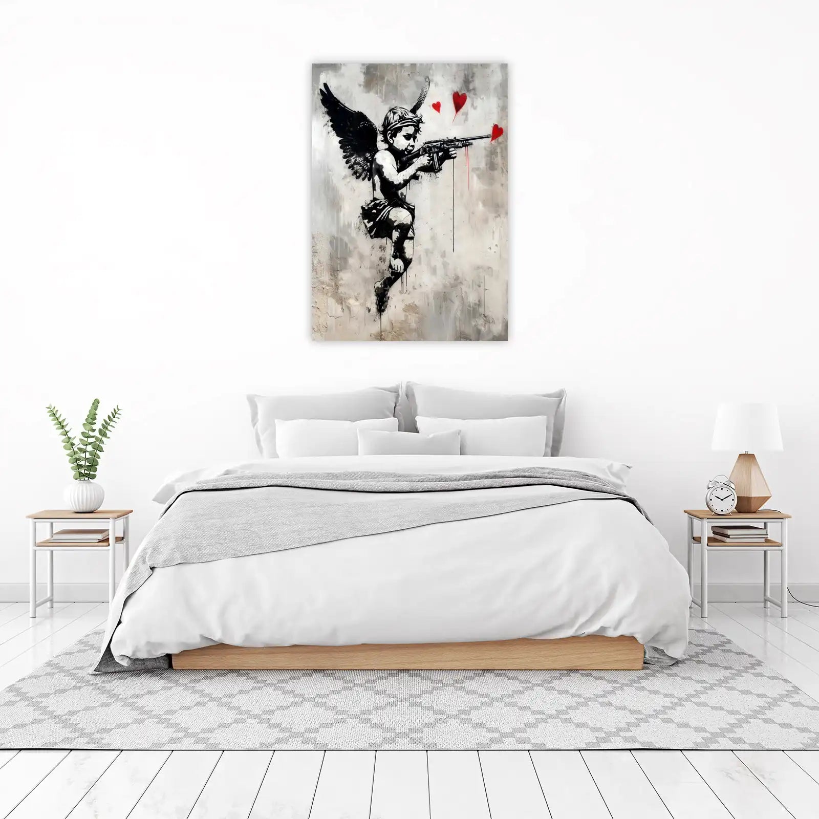 Banksy-Inspired Cupid with Gun Wall Art