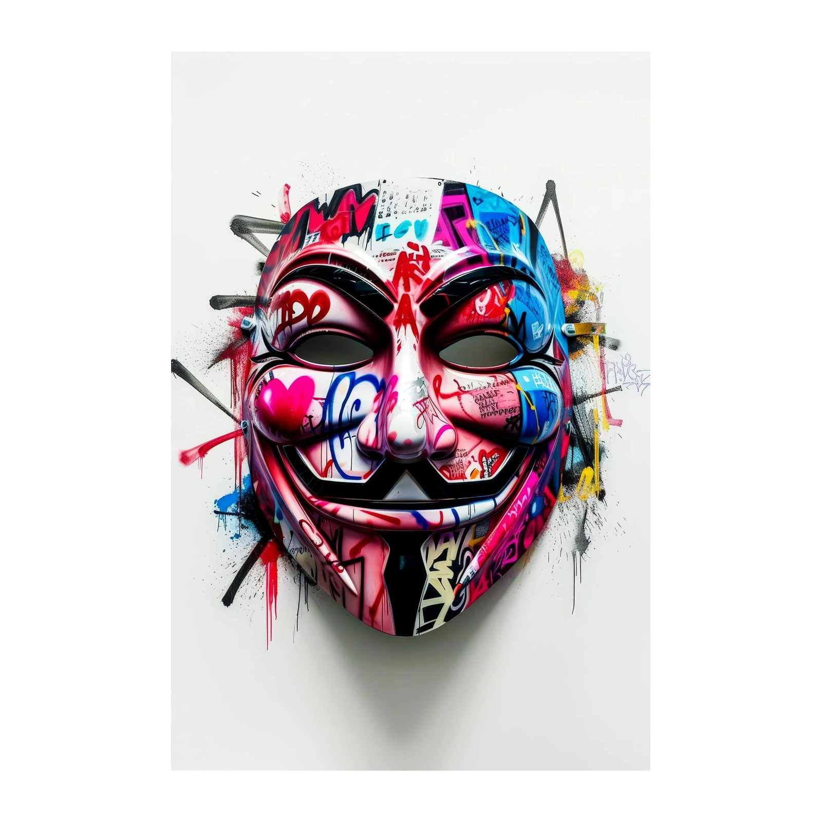 Vibrant Graffiti Guy Fawkes Mask Wall Art