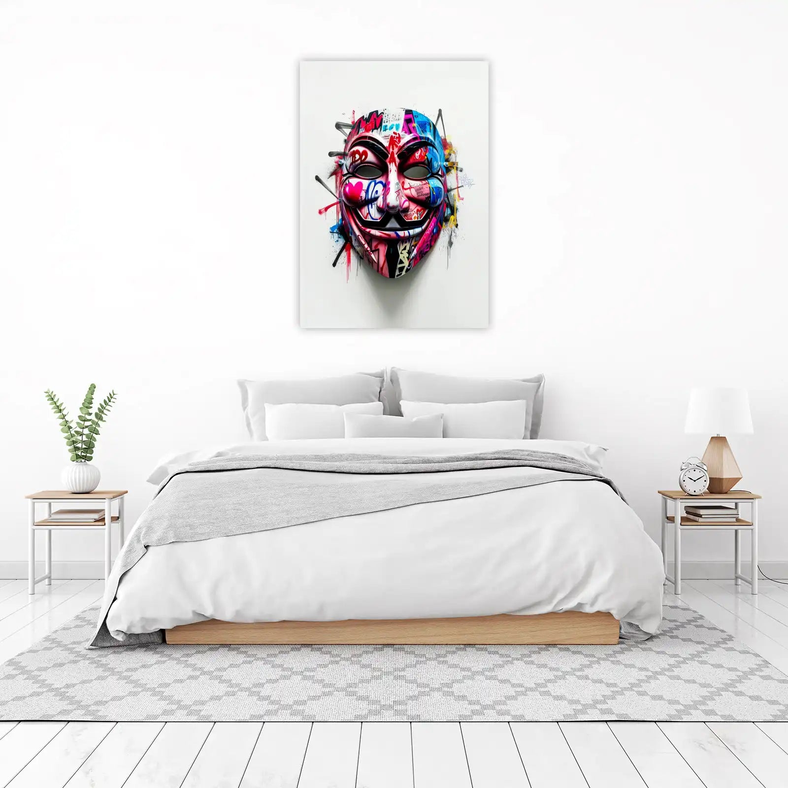 Vibrant Graffiti Guy Fawkes Mask Wall Art